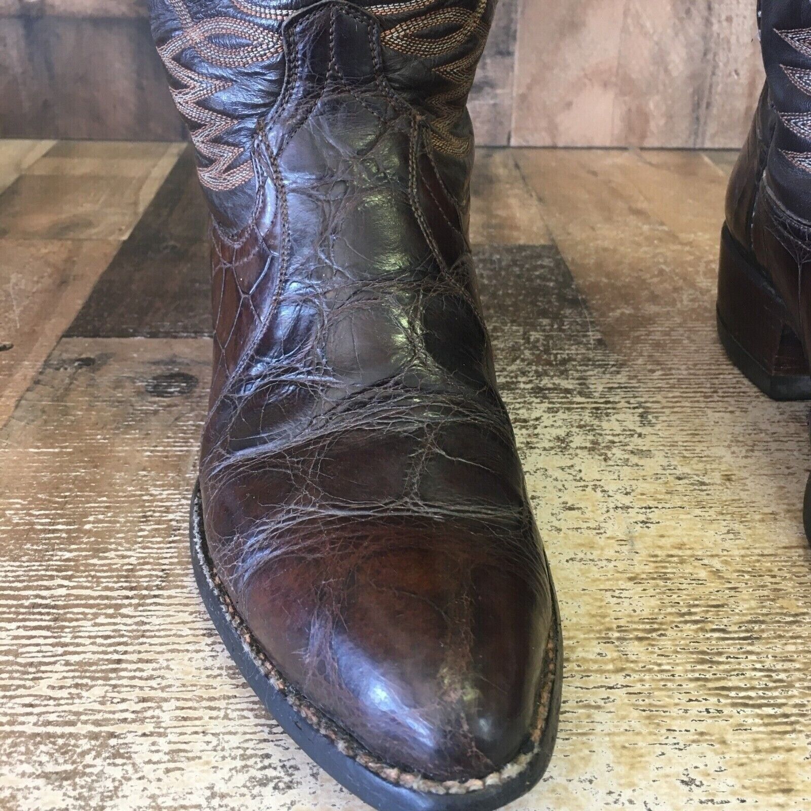 Vintage Cowtown Vintage Alligator Brown Cowboy Boots Mens 7.5 D Size US 7.5 / EU 40-41 - 11 Thumbnail