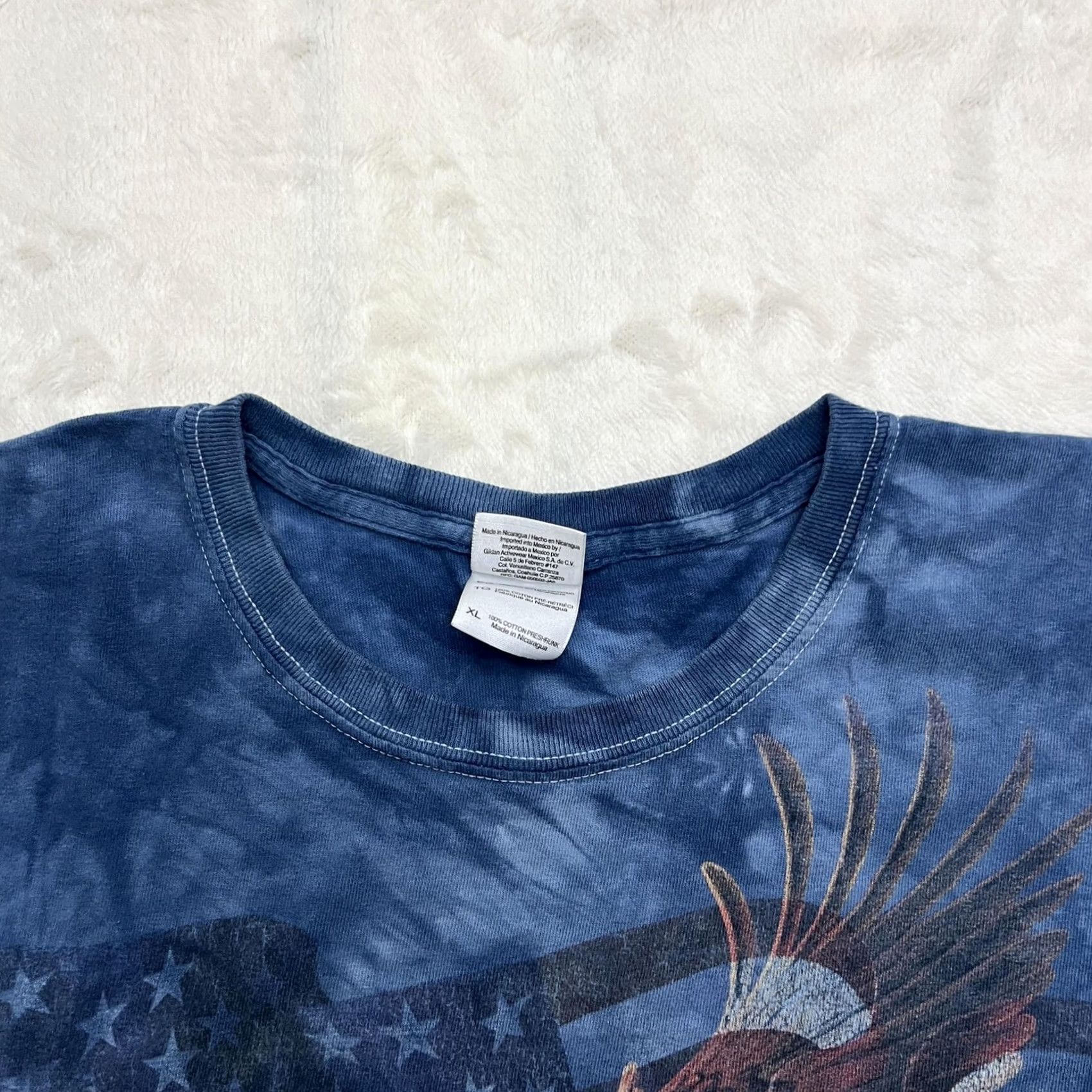 Gildan Y2K The Mountain Bald Eagle American Flag Shirt Mens XL Blue Tie Dye Size US XL / EU 56 / 4 - 2 Thumbnail