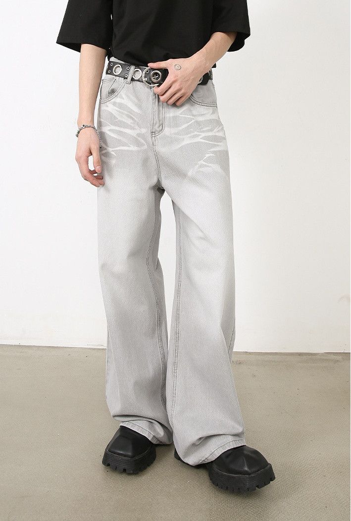 Designer Gray washed loose straight jeans for men Size US 32 / EU 48 - 2 Thumbnail