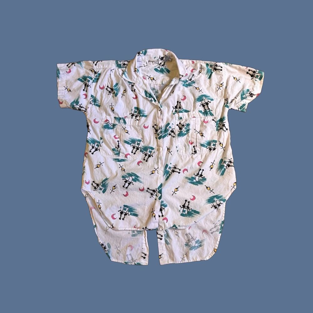 Vintage VINTAGE Jennifer Eden Moonlight Cats All Over Print High Low Hem Shirt Women’s M Size M / US 6-8 / IT 42-44 - 1 Thumbnail
