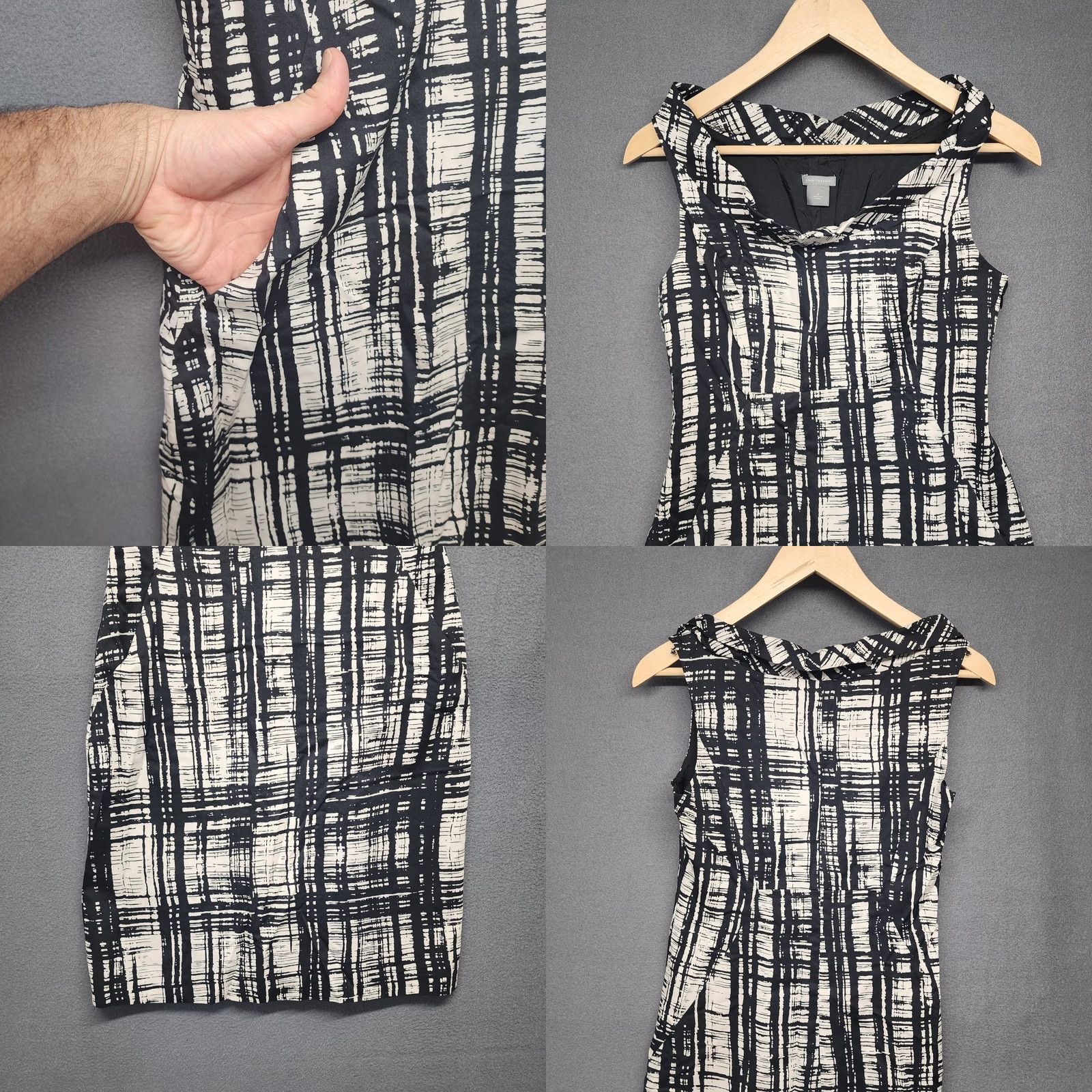 Ann Taylor VINTAGE? Ann Taylor Dress Womens Size 0 Black White Sheath Side Zip Pockets Office Career Dress Length Knee Length Sleeveless Women's? Size XS / US 0-2 / IT 36-38 - 8 Thumbnail