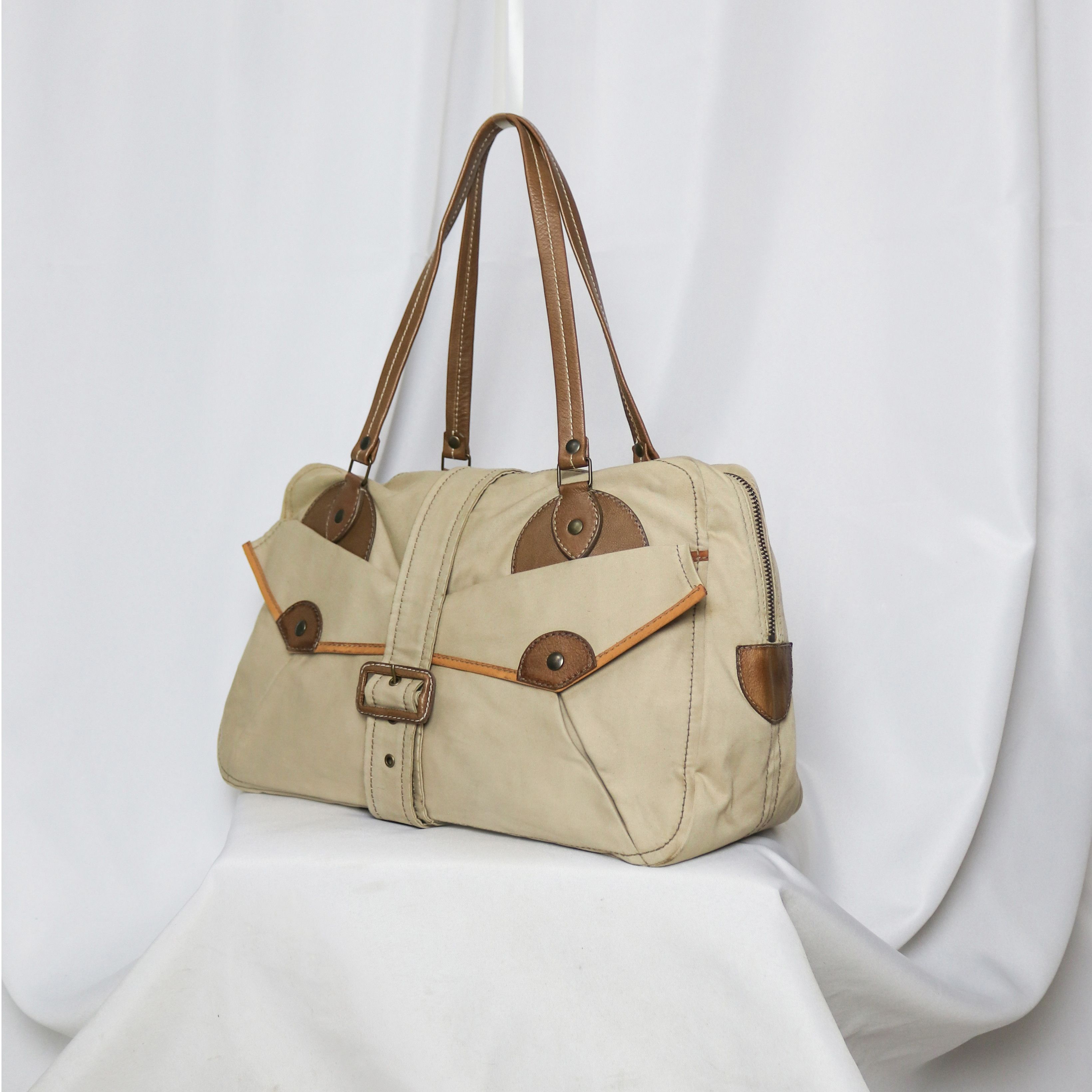 Miu Miu Miu Miu 2002 runway leather trim canvas bag Size ONE SIZE - 5 Thumbnail