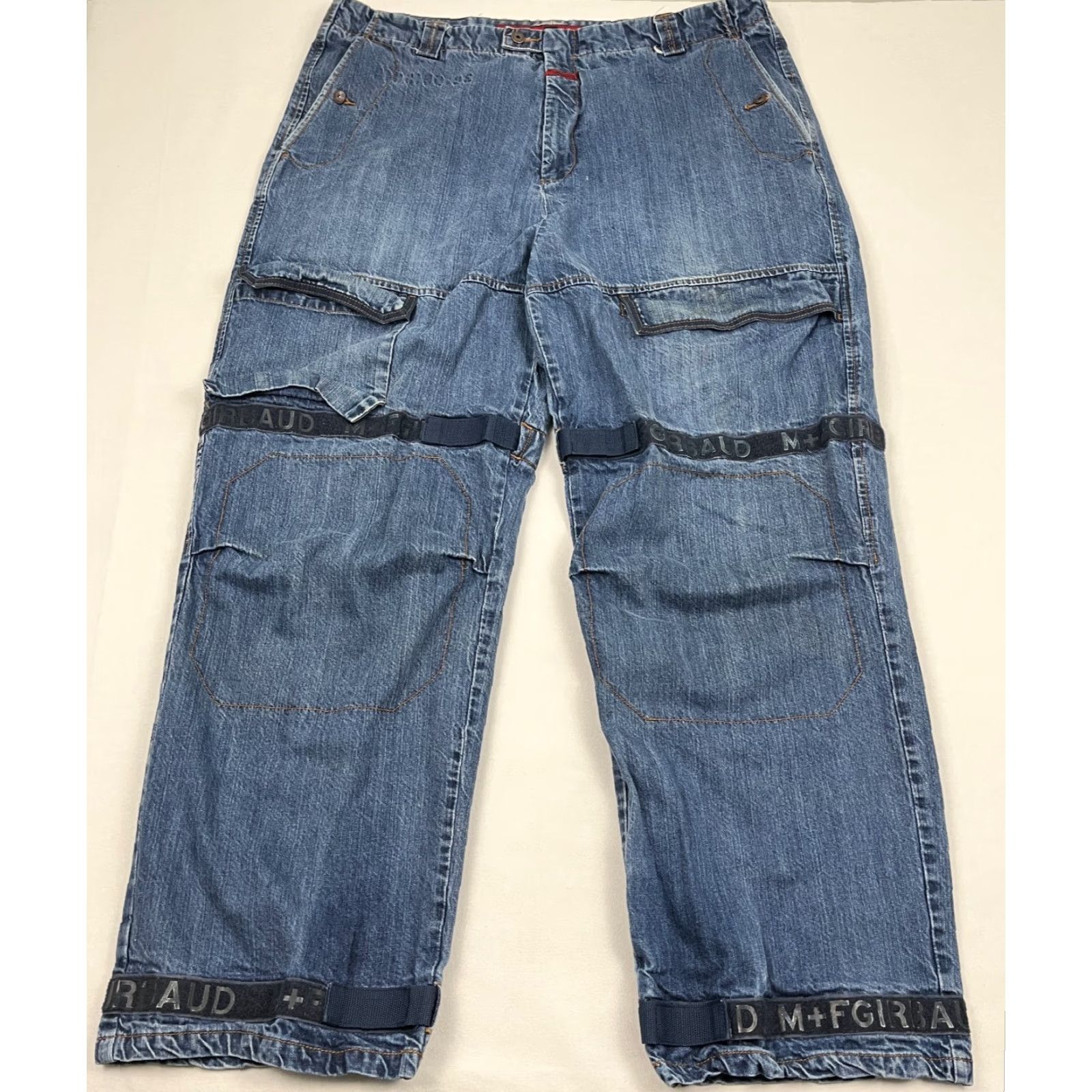 Denime VTG Girbaud Jeans Sz 42x33 Wide Baggy Denim Cargo Shuttle Tape Men Baggy Jeans 42 Blue Size US 42 / EU 58 - 2 Thumbnail