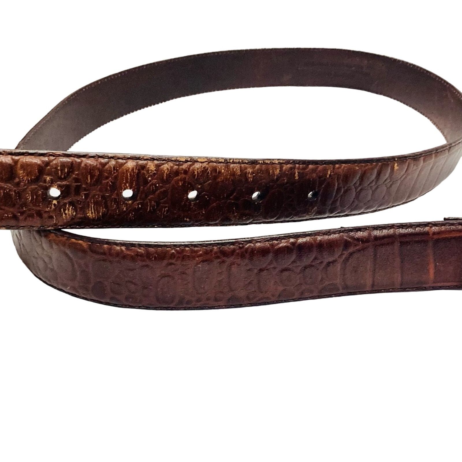 Greg Norman Greg Norman Mens Croc Brown Leather Belt Size 36 - 5 Thumbnail