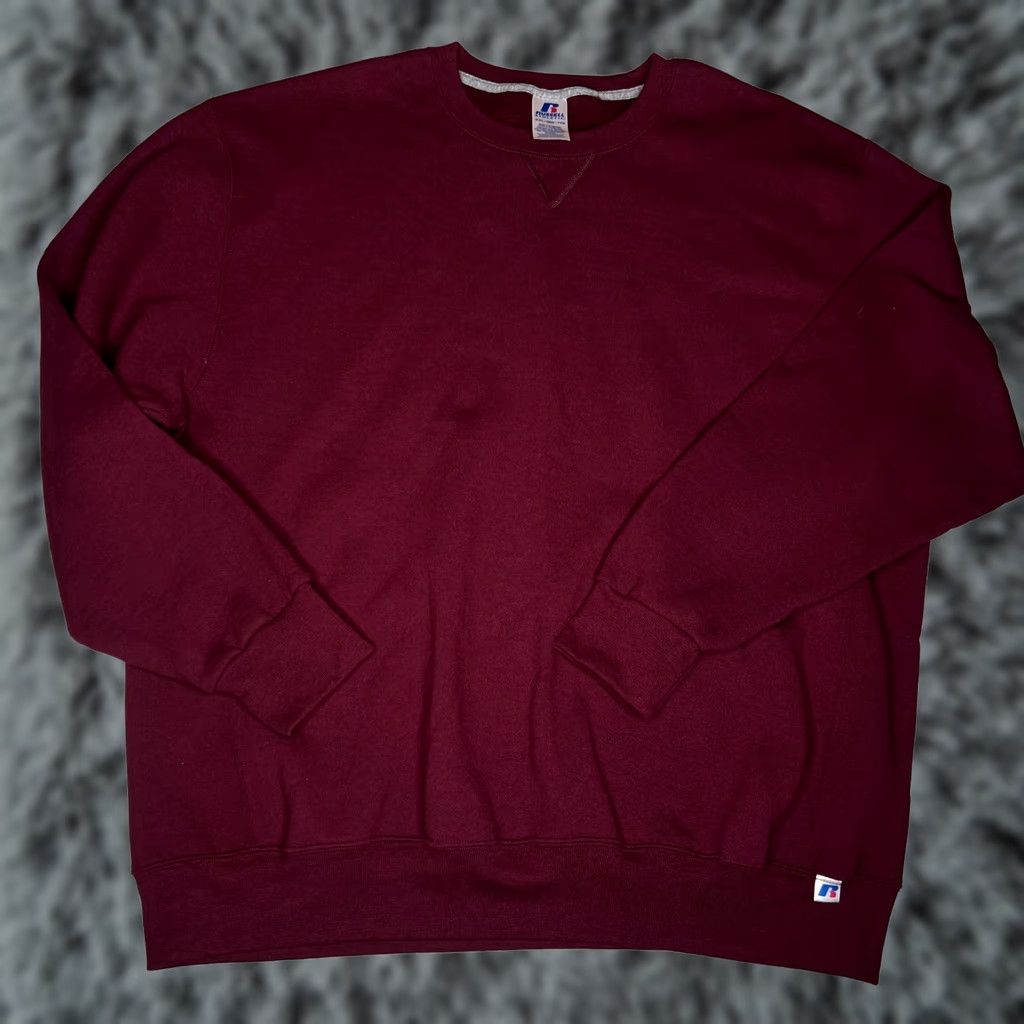 Russell Athletic VINTAGE Russell Athletic Sweatshirt Pullover Crewneck 2XL Red Wine 90s Mens Regular Cotton Fleece Maroon Size US XXL / EU 58 / 5 - 1 Thumbnail