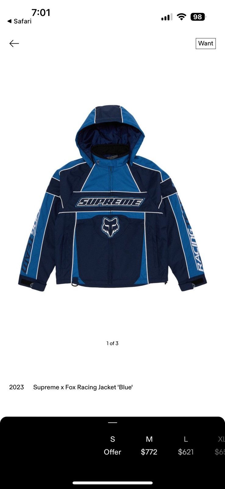 Fox Racing × Supreme Supreme x Fox Racing Jacket 'Blue' 2023