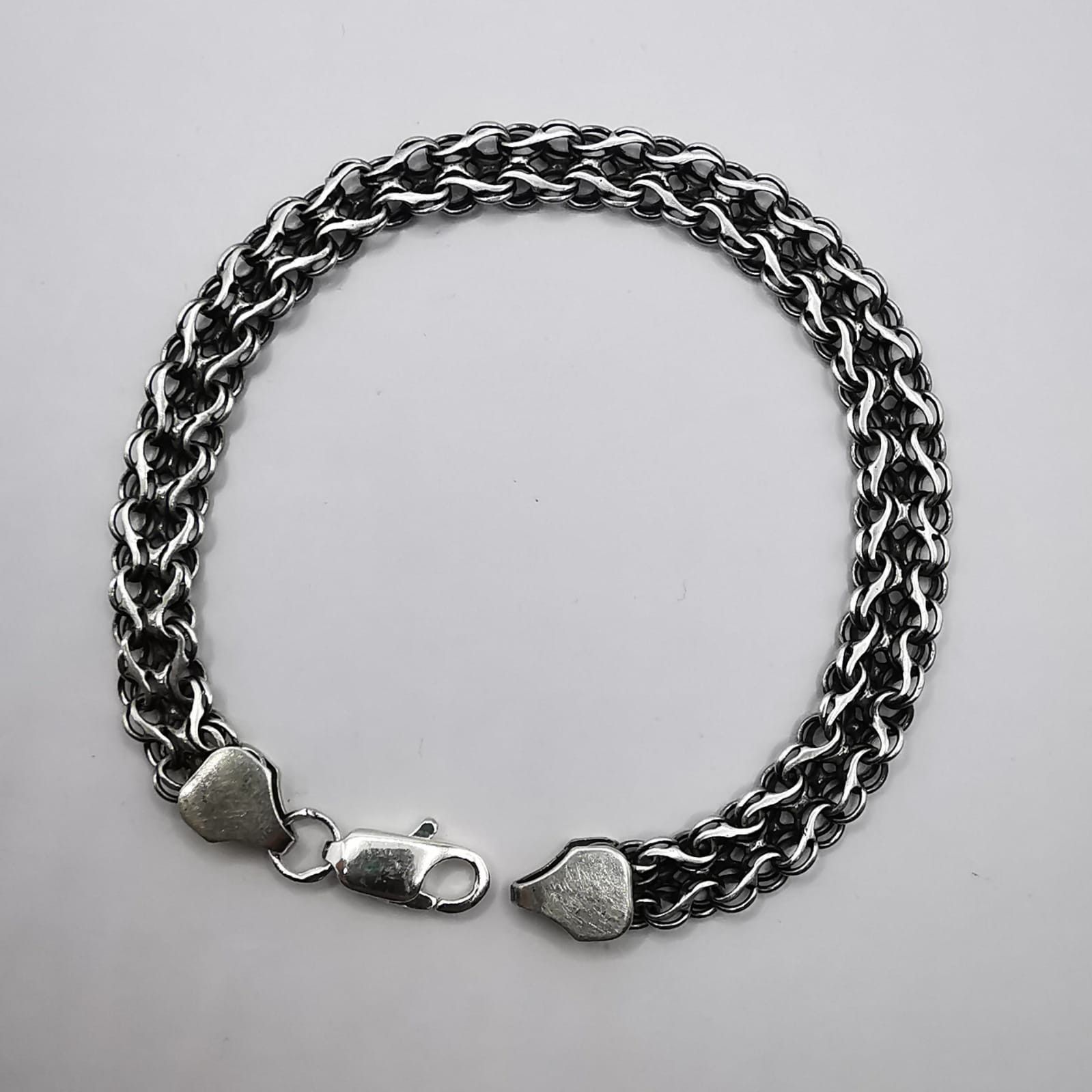 Sterling Silver Vintage Men's Bracelet Jewelry, 925 Sterling Silver 13,34g Size ONE SIZE - 2 Thumbnail