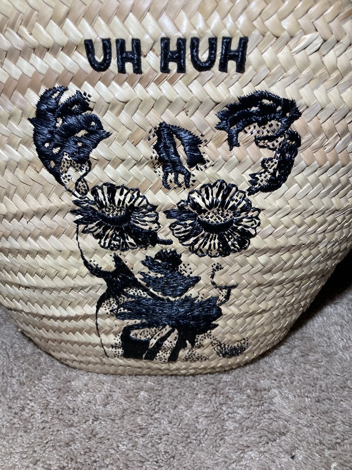 Celine SS20 Celine Oversized UH HUH Straw Beach Bag 2020 Hedi Art Size ONE SIZE - 2 Thumbnail