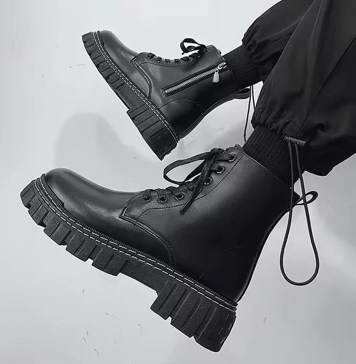 Designer Streetwear Outdoor Casual Motorcycle Punk PU Leather Boots Size US 9.5 / EU 42-43 - 1 Thumbnail
