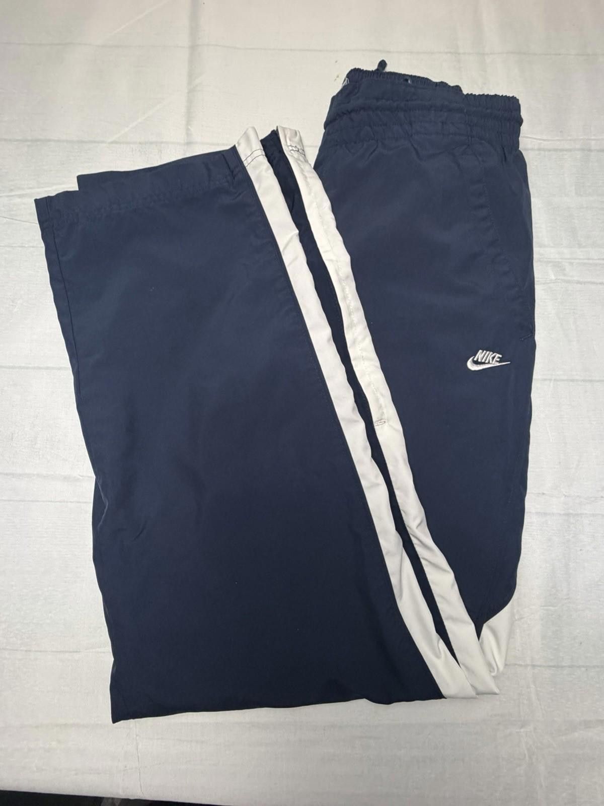 Nike Vtg 90s Nike Silver Tag Fleece Pants S Navy Stripe Track Y2K Size 28" / US 6 / IT 42 - 1 Thumbnail