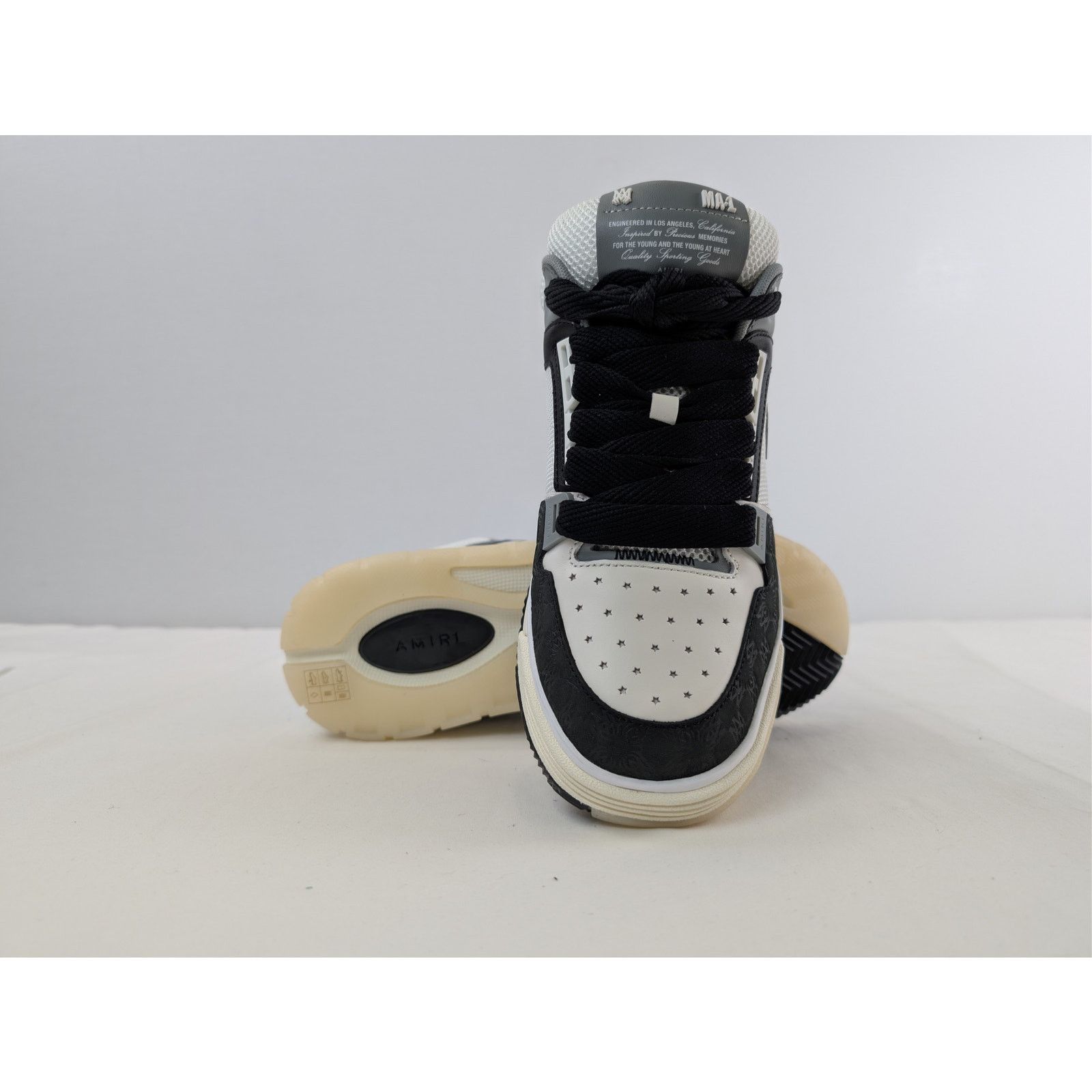 Amiri o1rshd1 MA-1 Quad Debossed Nubuck Sneakers in Black Size US 12 / EU 45 - 15 Thumbnail