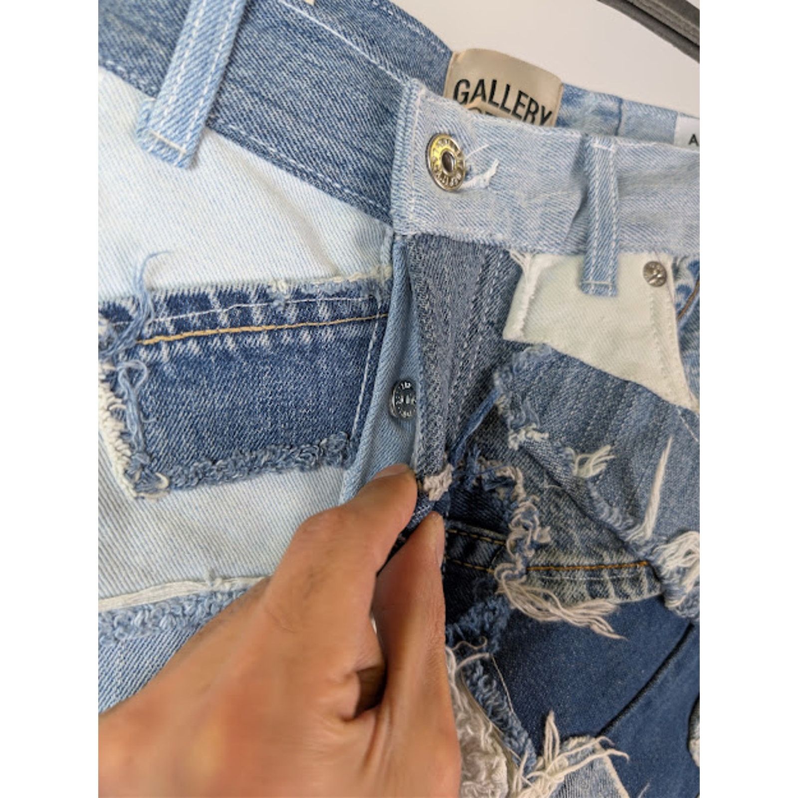 Gallery Dept. o1rshd1 Logan Distressed Patchwork Denim Jeans in Indigo Size US 34 / EU 50 - 7 Thumbnail