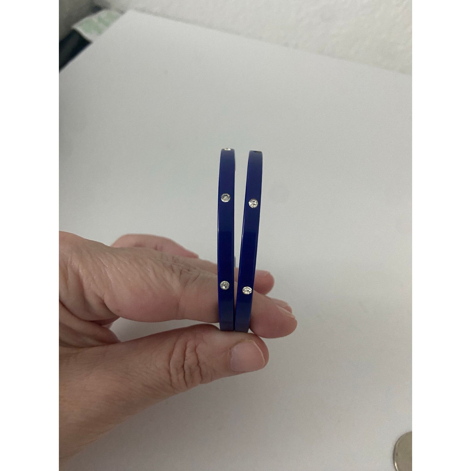 Other Navy blue hoop earrings with rhinestone Size ONE SIZE - 1 Thumbnail