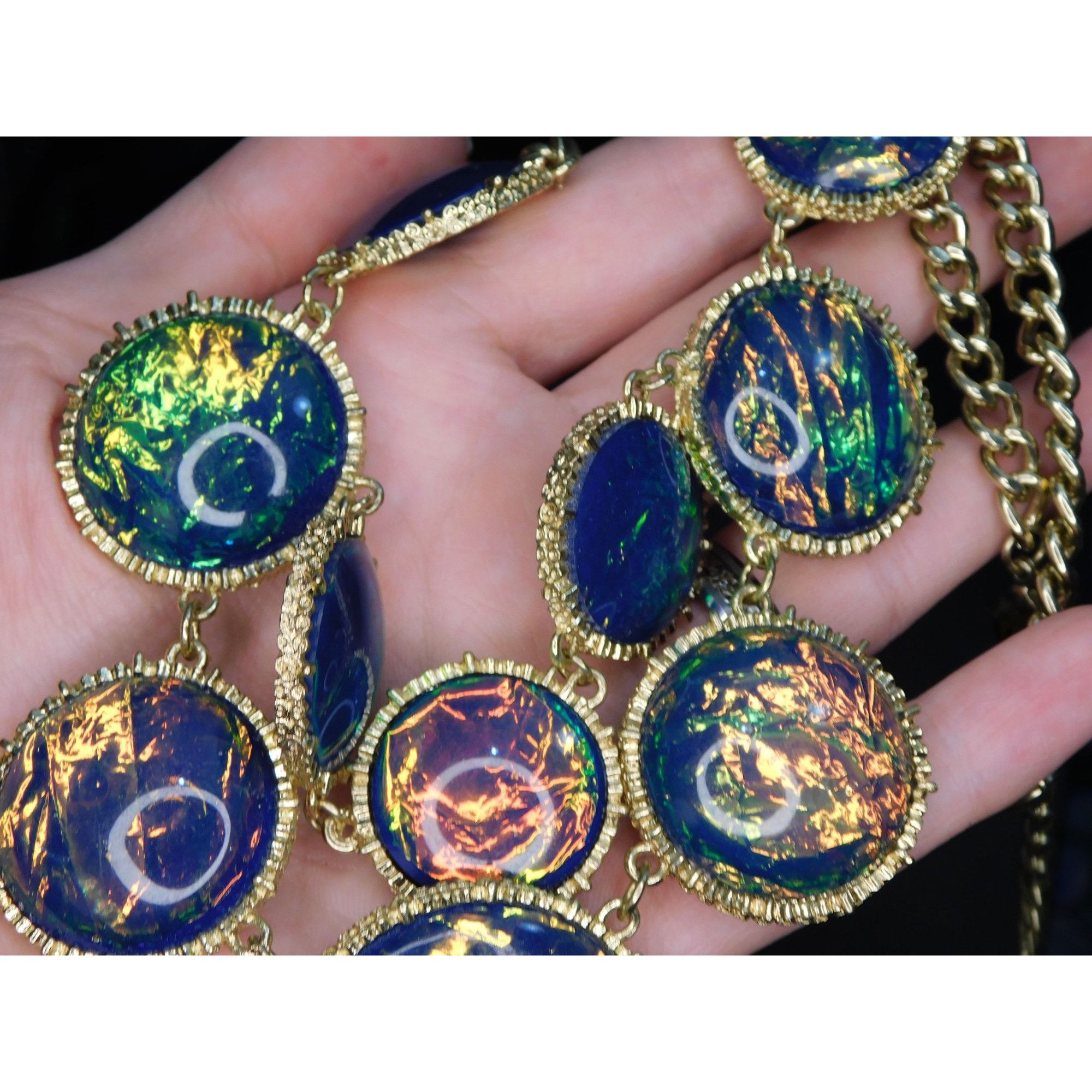Other Whimsical Fantasy Faux Opal Statement Necklace Size ONE SIZE - 2 Thumbnail