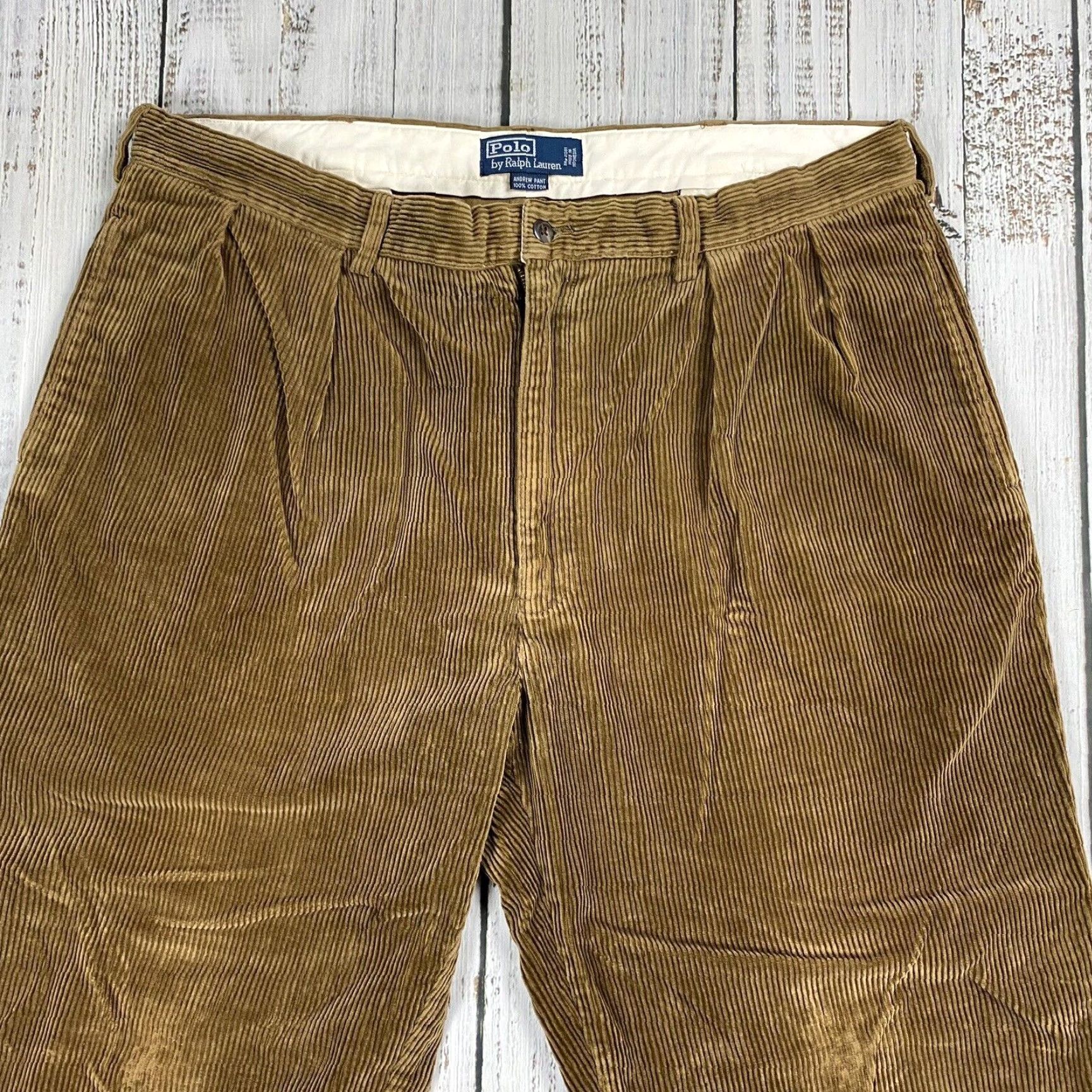 Polo Ralph Lauren VINTAGE Polo Ralph Lauren Corduroy Pants Brown 90s 80s POLO RL Pants Men 40 Regular Brown Corduroy Casual Belt Loops Straight leg Mens Size US L / EU 52-54 / 3 - 2 Thumbnail
