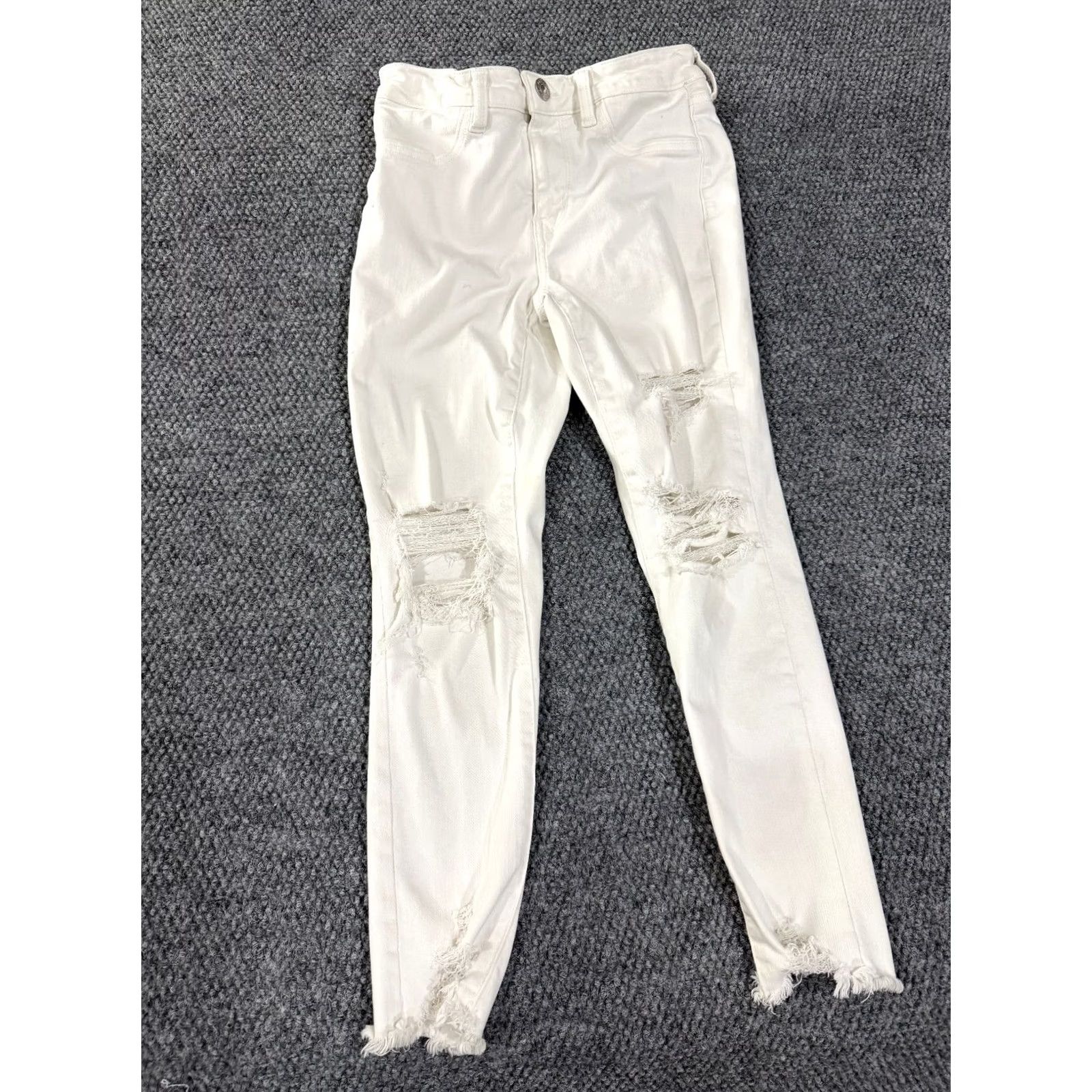 American Eagle Outfitters American Eagle jegging jeans Womens 4 Short White Distressed Stretch Denim Ankle Zip Pockets Slim 5-Pocket Size 27" / US 4 / IT 40 - 2 Thumbnail