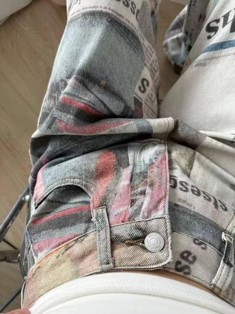 Japanese Brand × Vintage loose, newspaper-style jeans Size US 34 / EU 50 - 2 Thumbnail