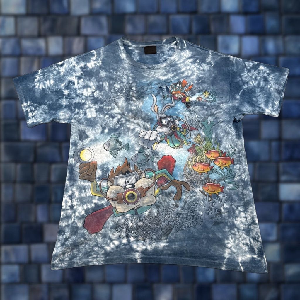 Changes Vintage 90s Looney Tunes Scuba Diving All Over Print Tee Shirt Size L READ Size US L / EU 52-54 / 3 - 1 Thumbnail