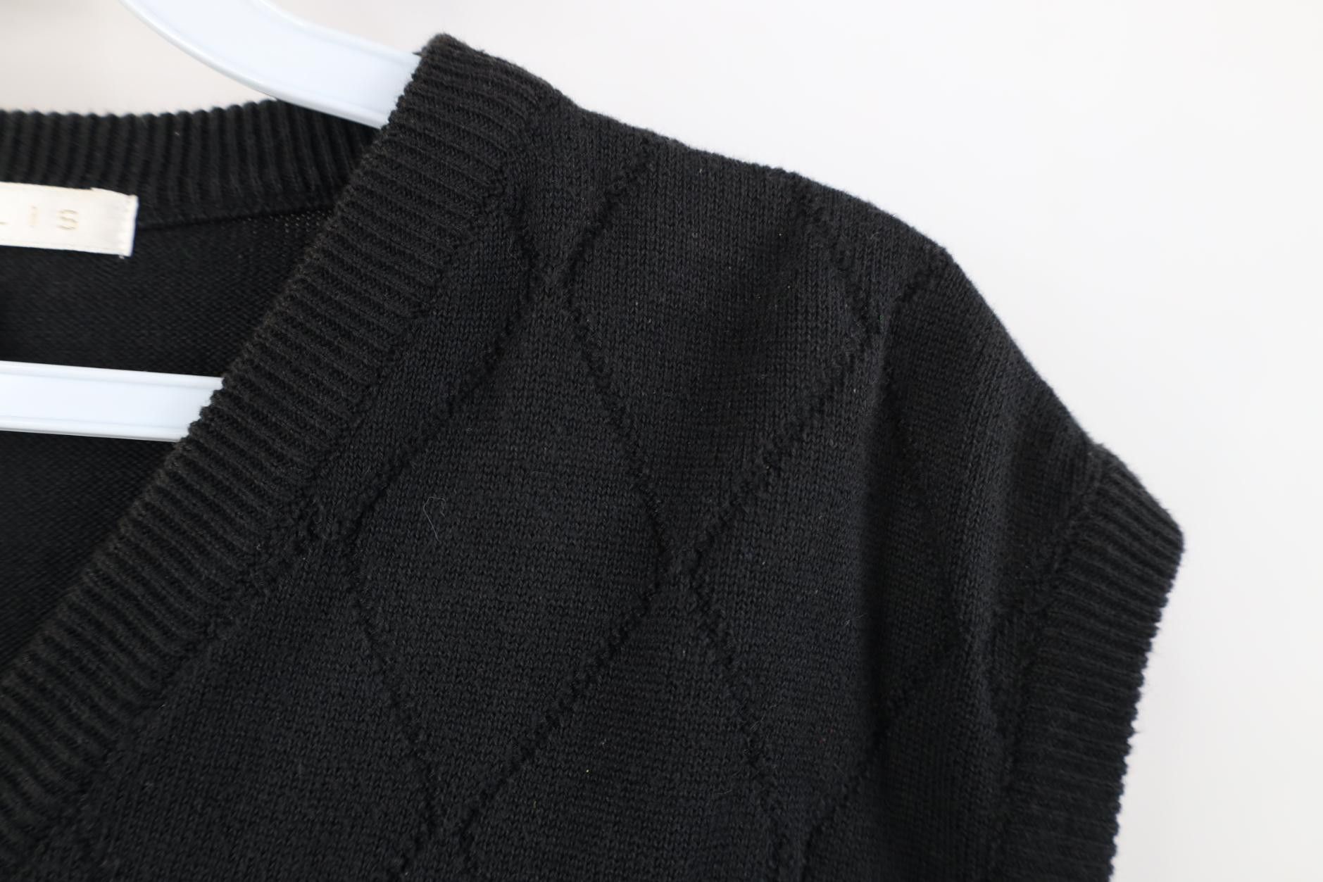 Vintage Vintage 90s Streetwear Diamond Knit Sweater Vest Black Size US L / EU 52-54 / 3 - 6 Thumbnail