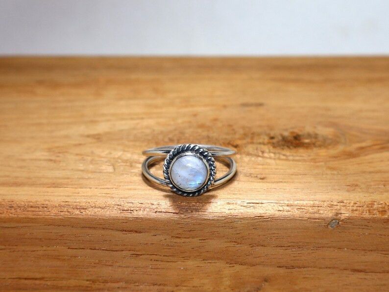Handmade Rainbow Moonstone Ring: Handmade 925 Sterling Silver Ring Size ONE SIZE - 2 Thumbnail