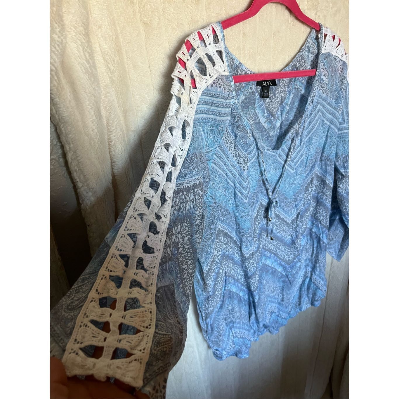 Alyx ALYX Blue Patterned V-Neck Shirt Woman’s Size XL Size XL / US 12-14 / IT 48-50 - 5 Thumbnail