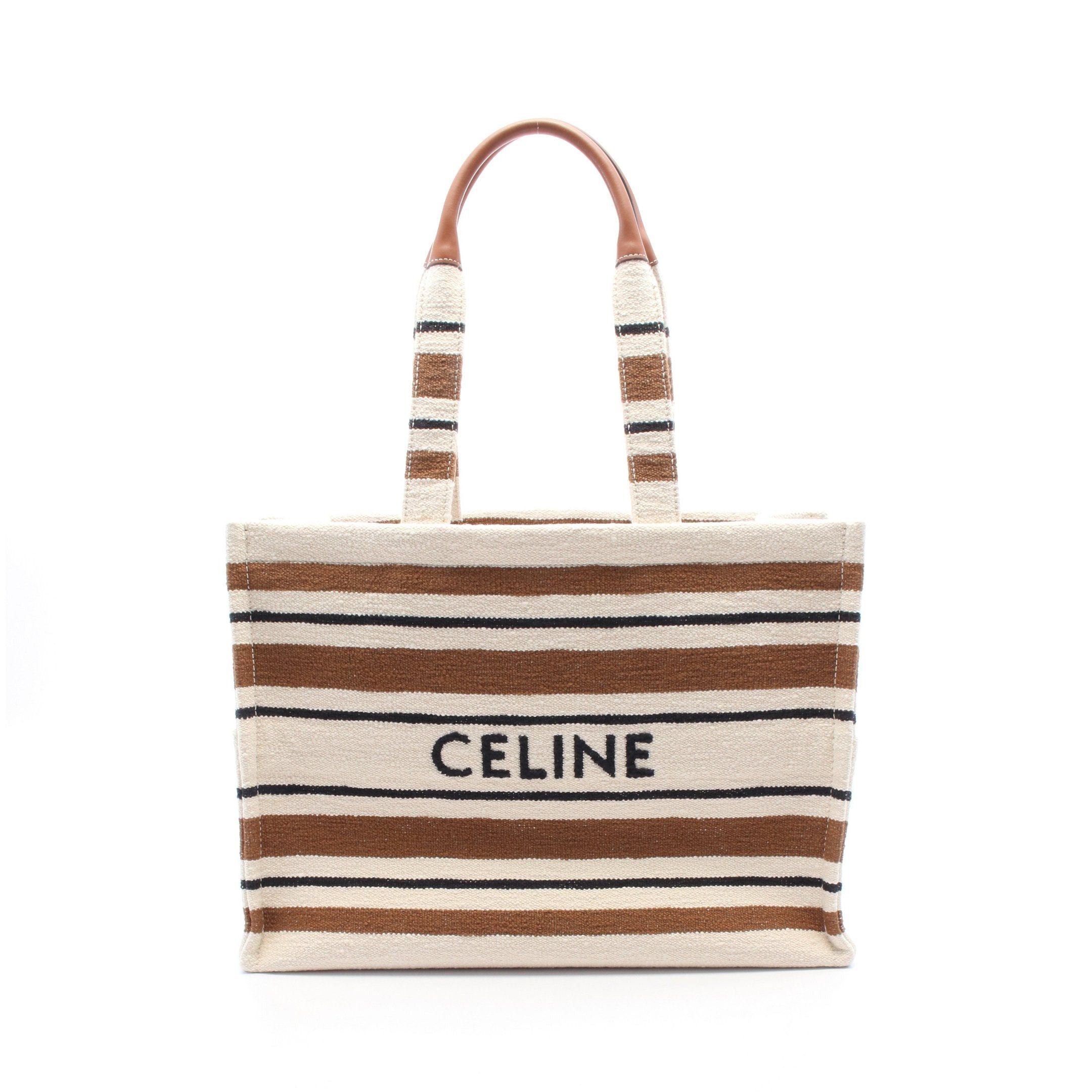 Celine Celine Large Hippopotamus Thais Shoulder Bag Tote Canvas Ivory Brown Black Size ONE SIZE - 1 Thumbnail