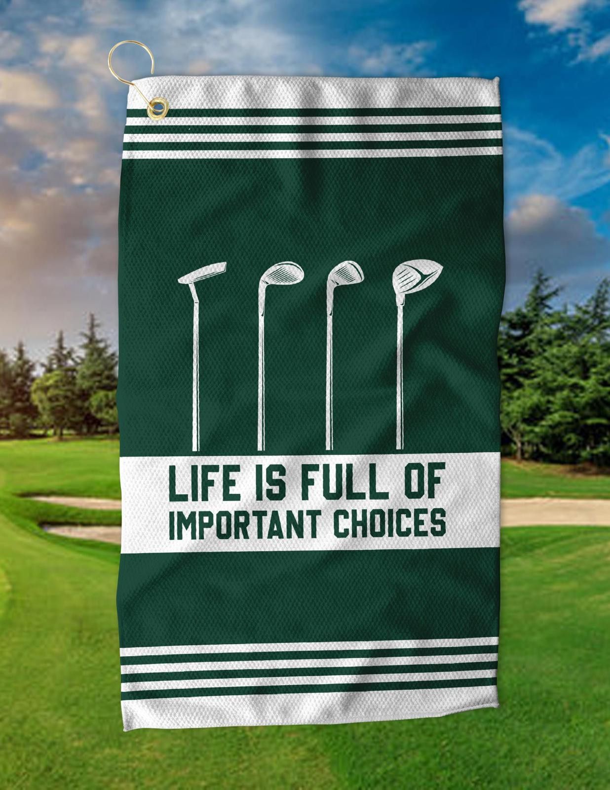 Designer Funny Golf Towel: Important Club Choices Size ONE SIZE - 1 Thumbnail