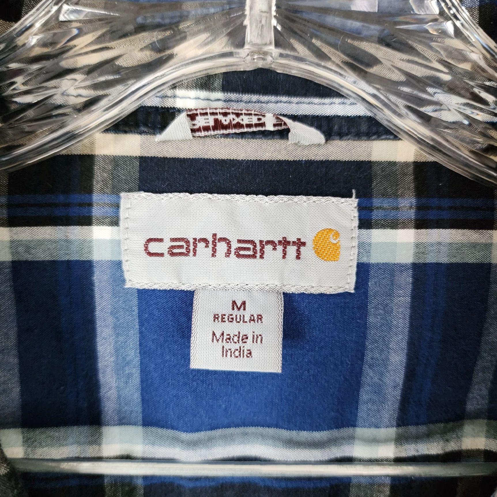 Carhartt VINTAGE Carhartt Shirt Plaid Short Sleeve Button-Up Mens M Blue Relaxed Fit Size US 31 - 4 Thumbnail