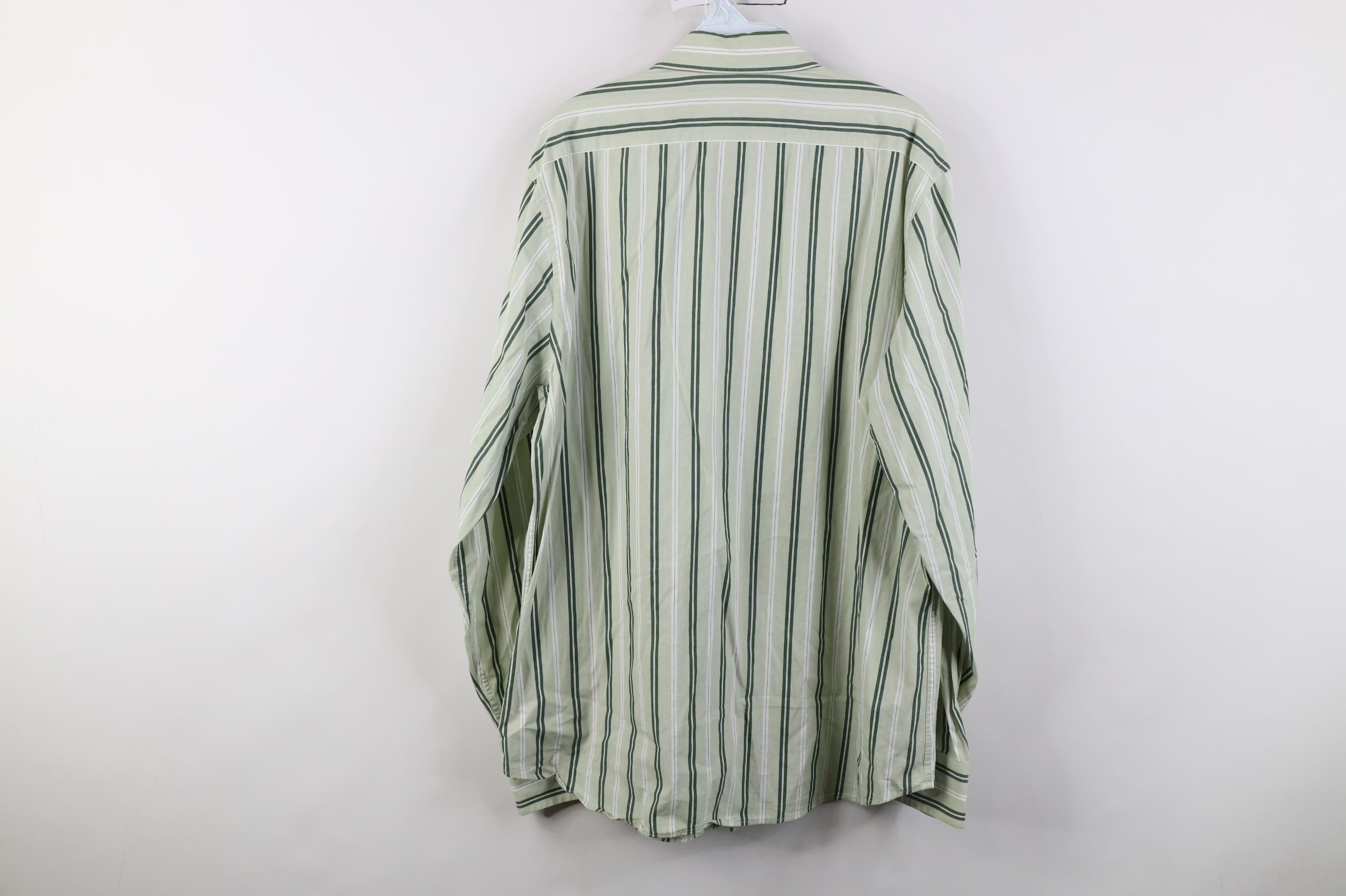 Express Express 1MX Modern Fit Striped Collared Button Shirt Green Size US L / EU 52-54 / 3 - 10 Thumbnail