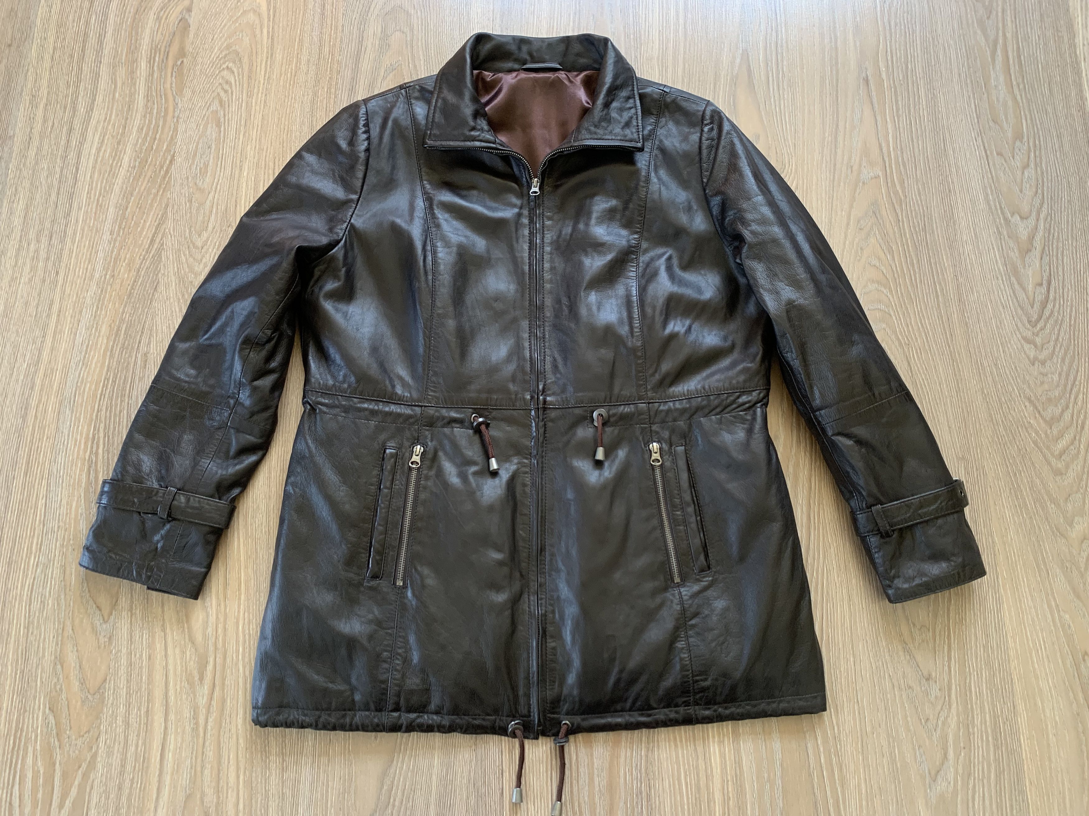 Other Zimmert Leather Womens Long Brown Jacket Size M / US 6-8 / IT 42-44 - 3 Thumbnail