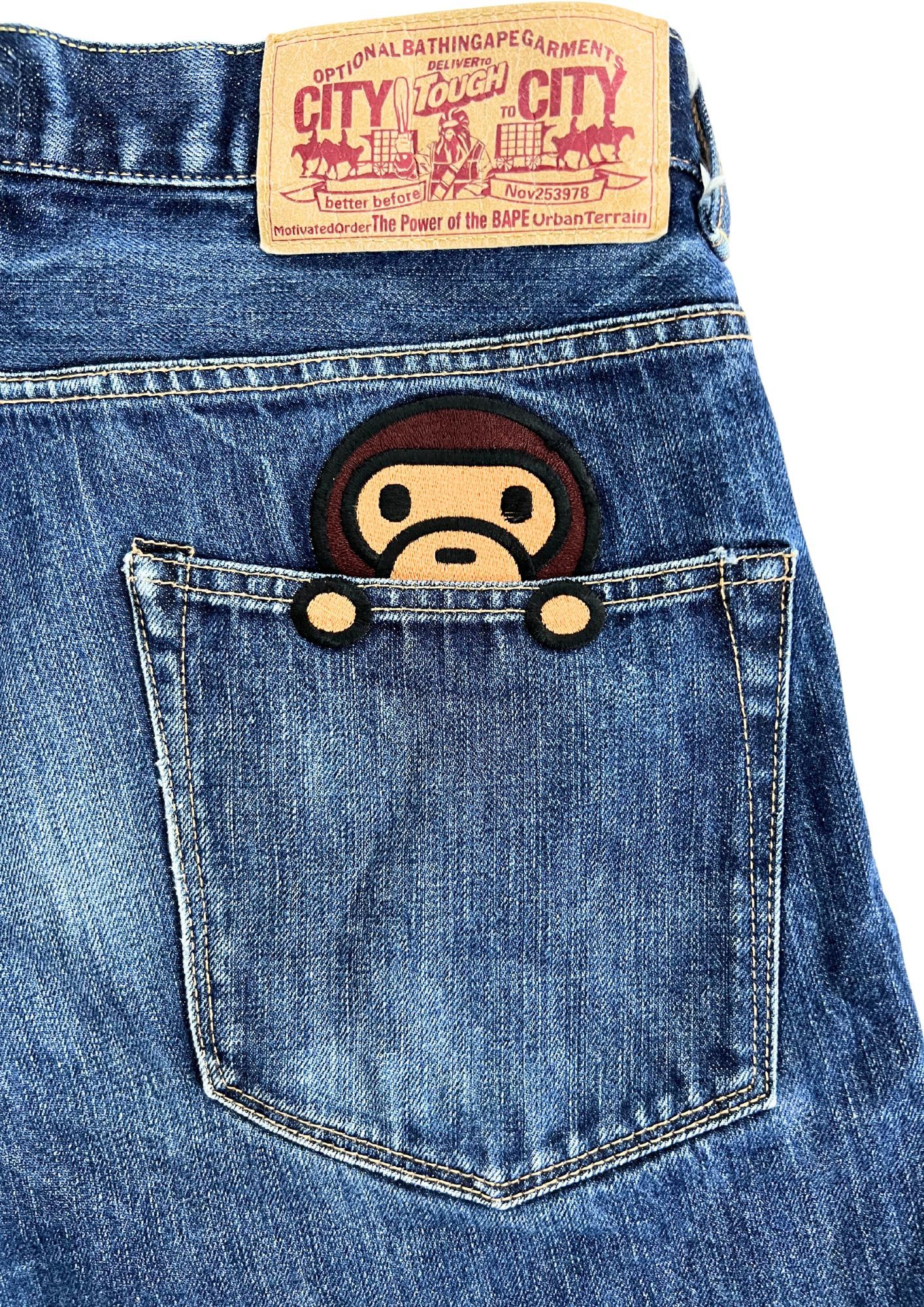 Bape 2010s BAPE Baby Milo Embroidered Denim Shorts Size US 32 / EU 48 - 3 Thumbnail
