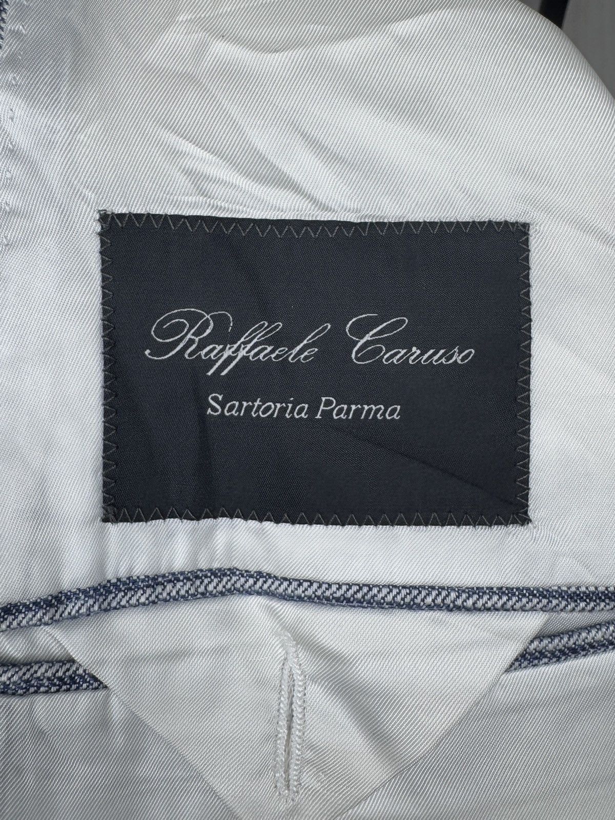 Caruso Raffaele Caruso blue striped 100% linen half lined blazer Size 48R - 8 Thumbnail