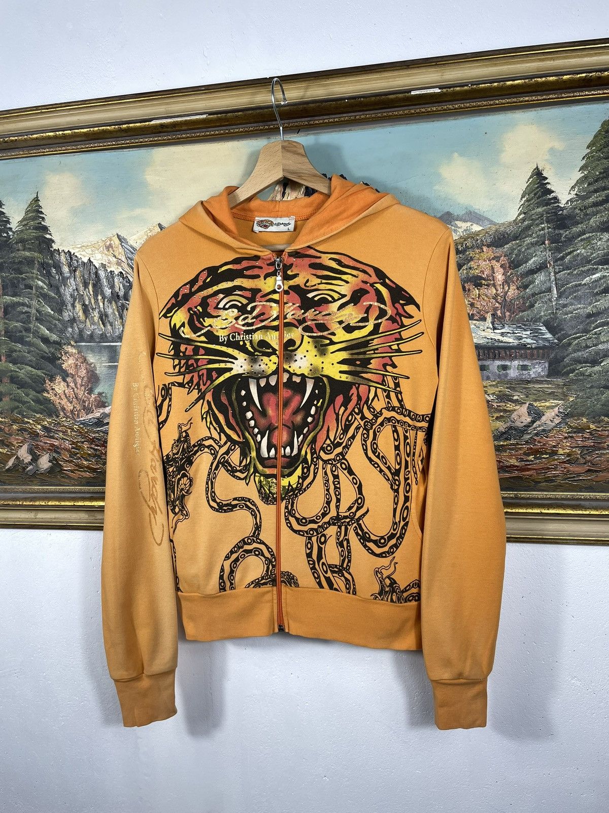 Christian Audigier × Ed Hardy × Vintage Ed Hardy Retro 00s Hoodie With Crystals Affliction Grunge Size US XS / EU 42 / 0 - 2 Thumbnail