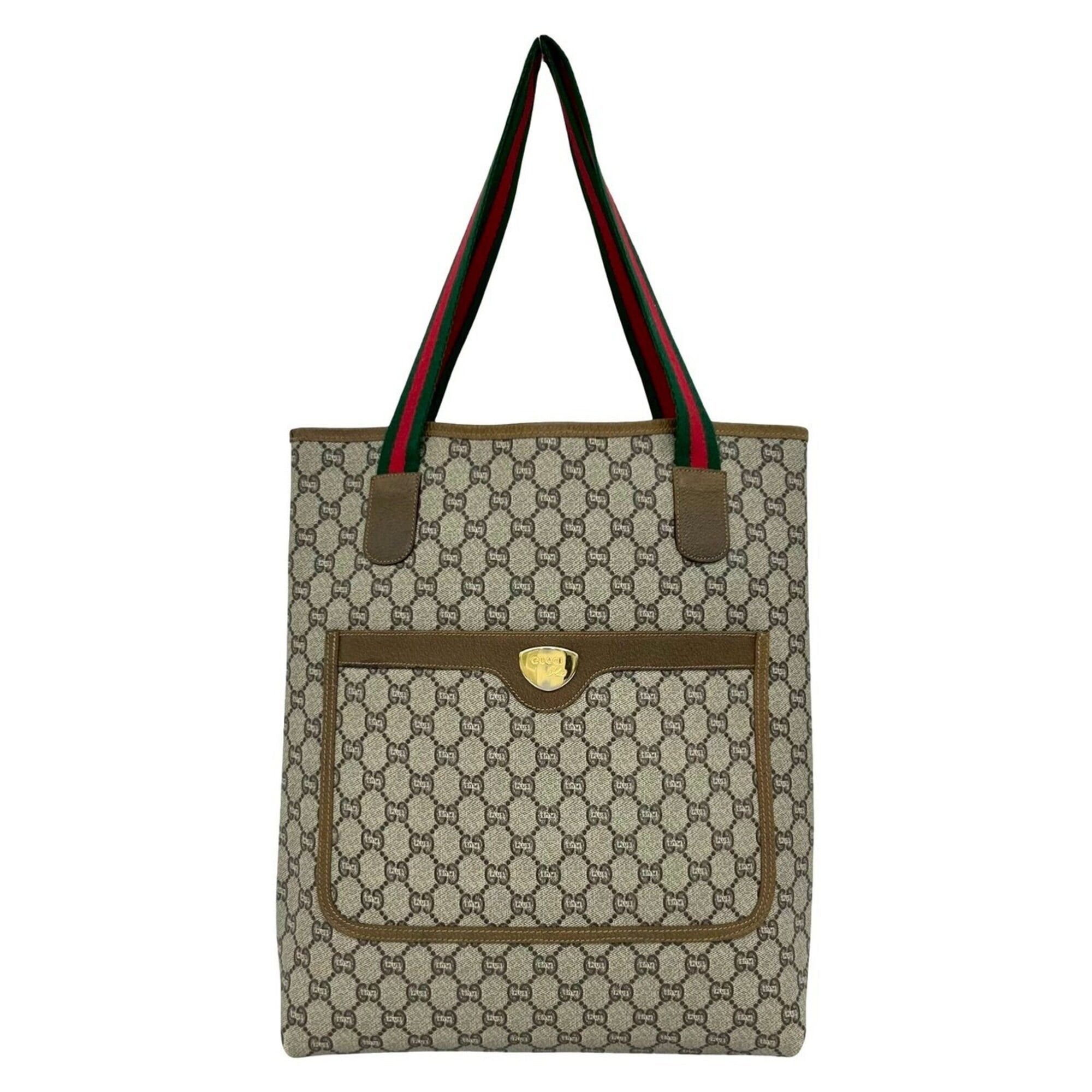 Gucci GUCCI Old Gucci Sherry Line Plus Logo Hardware GG Pattern Leather Tote Bag Brown 84093 Size ONE SIZE - 1 Thumbnail