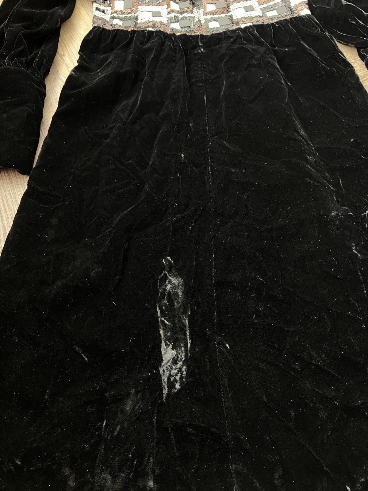Designer Grieder Vintage Black Velvet Dress Long Sleeve Beaded Waist Size XS / US 0-2 / IT 36-38 - 20 Thumbnail