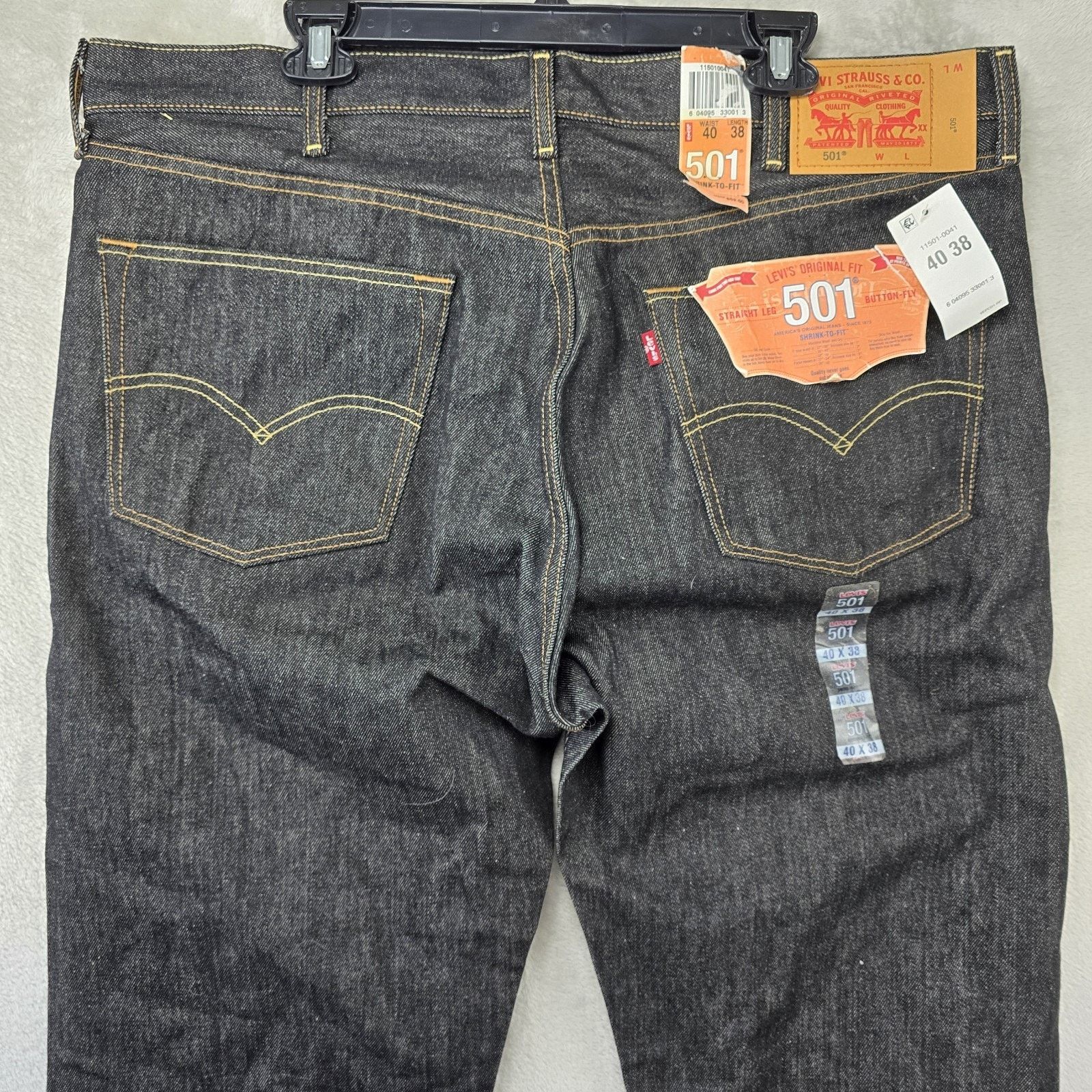 Levi's Levis 501 Jeans 40x38 Black Denim Straight Leg Button Fly Size US 40 / EU 56 - 8 Thumbnail