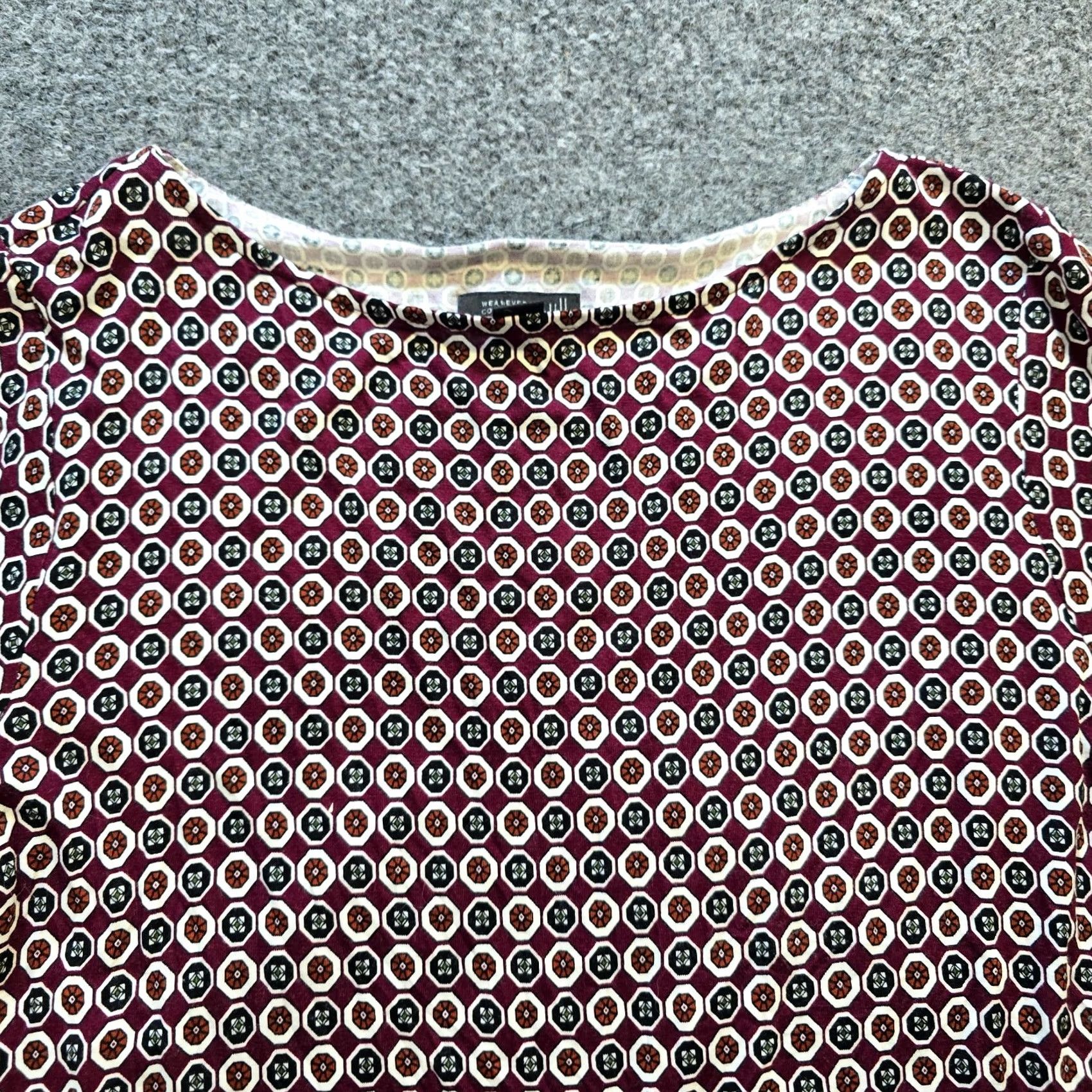 J. Jill J Jill Wearever Top Women S Red Geometric Layered Back Stretch Causal Career Shirt Size S / US 4 / IT 40 - 2 Thumbnail