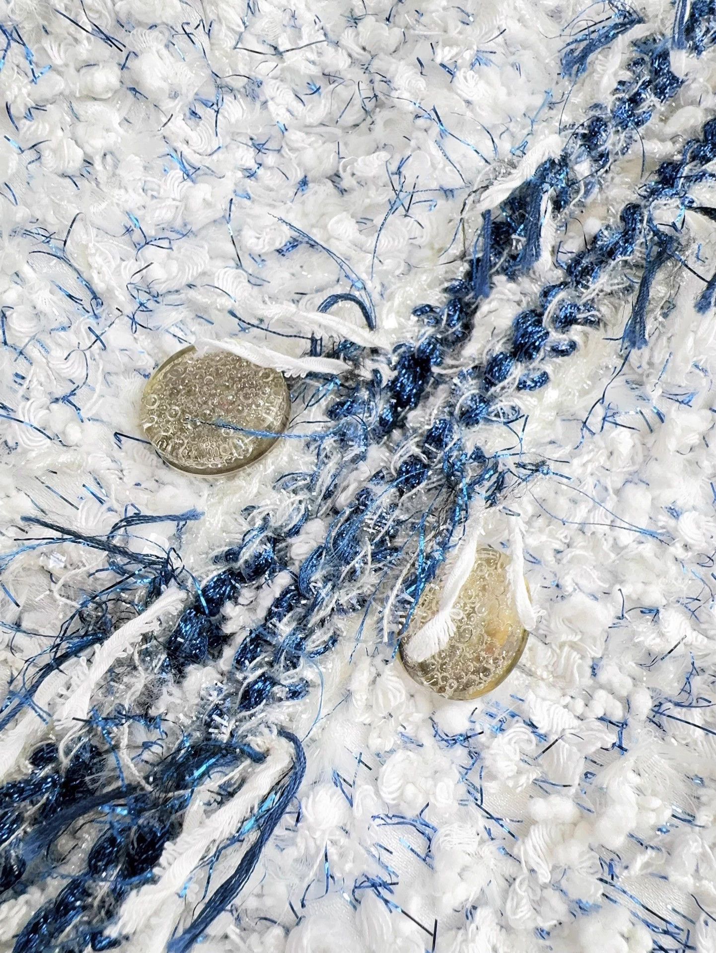 Chanel Chanel 18s Waterfall Blue/White Tassel-Tweed 8sleeve Jacket Size XS / US 0-2 / IT 36-38 - 2 Thumbnail