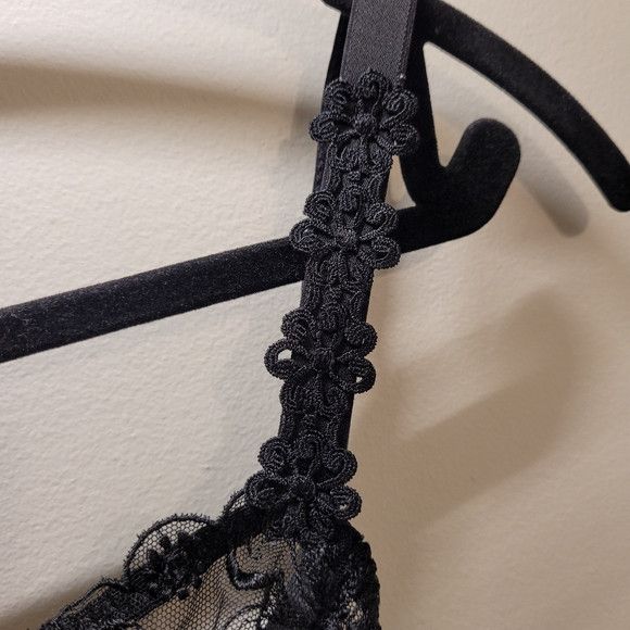 Other Simone Perele Black Floral Lace Sheer Underwired Bra 32d Size ONE SIZE - 4 Thumbnail