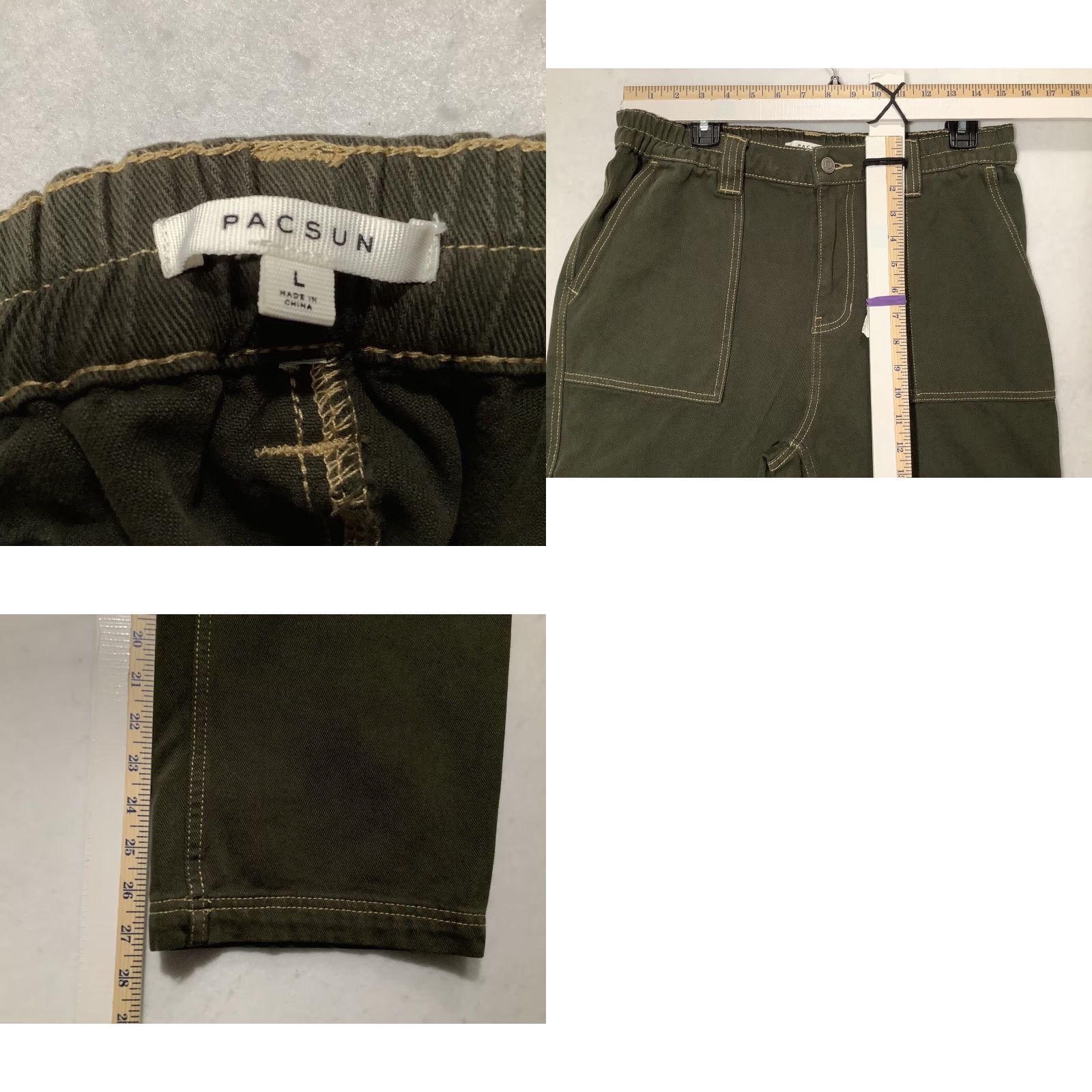 Pacsun Pacsun Cargo Pants Large Green Relaxed Fit Elastic Waist Straight Leg Women's Pants Size 36" / US 14 / IT 50 - 8 Thumbnail