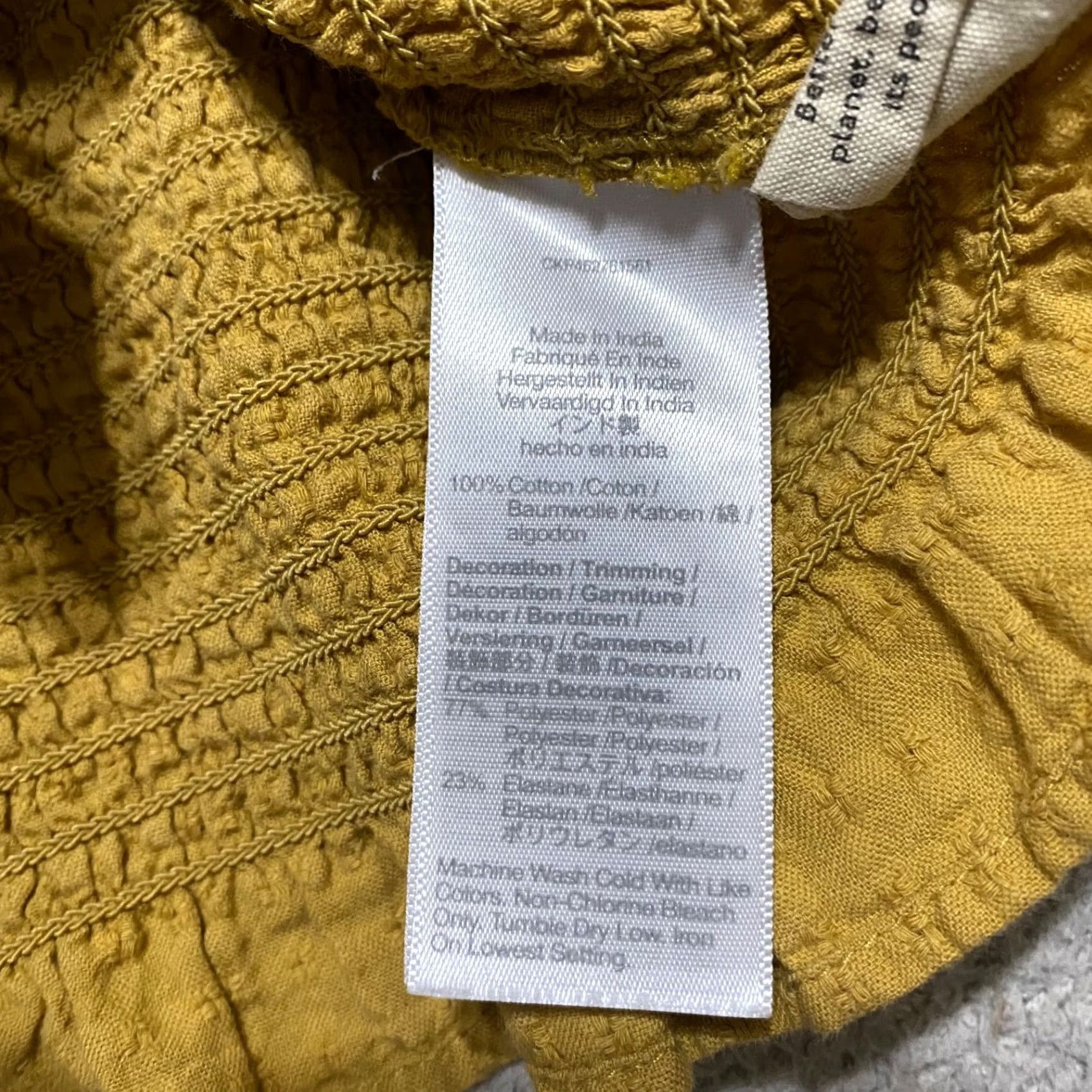 Madewell Madewell Womens Shirt Small Mustard Yellow Puff Sleeve Smocked Bodice Size S / US 4 / IT 40 - 4 Thumbnail