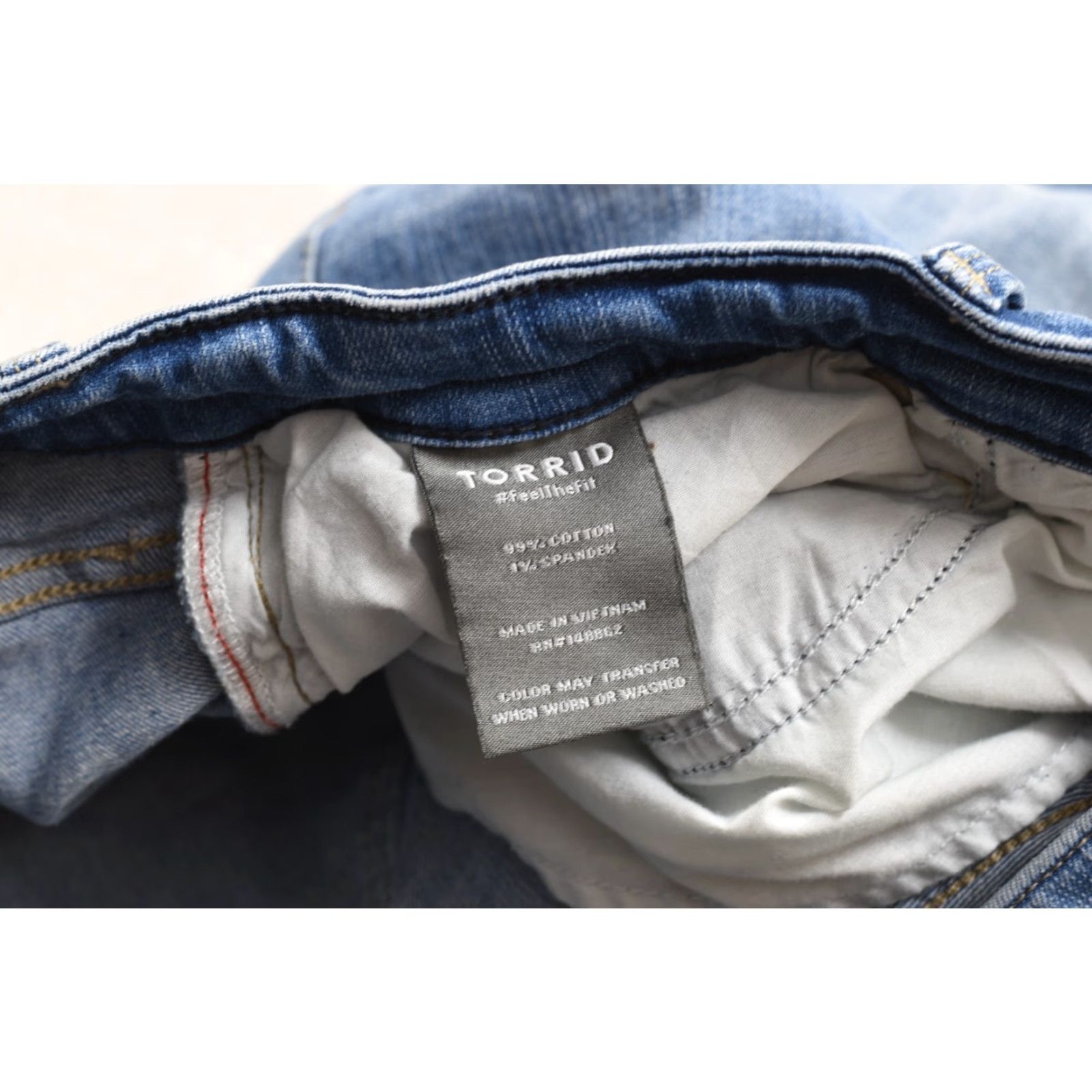 Torrid Torrid Boyfriend Straight Jeans Size 16R Light Wash Distressed Denim Stretch 5-Pocket Zip Inseam 29 Blue Womens Jeans Size 38" / US 16 / IT 52 - 7 Thumbnail