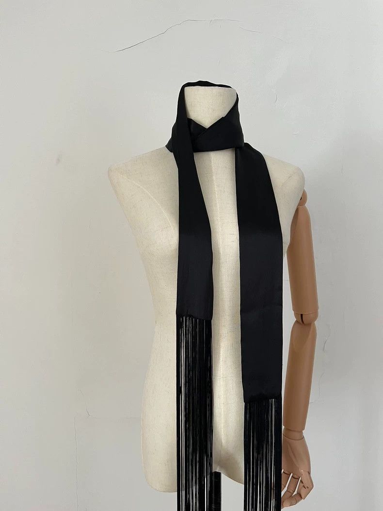 Ann Demeulemeester ann demeulemeester Silk scarf with fringe Size ONE SIZE - 2 Thumbnail