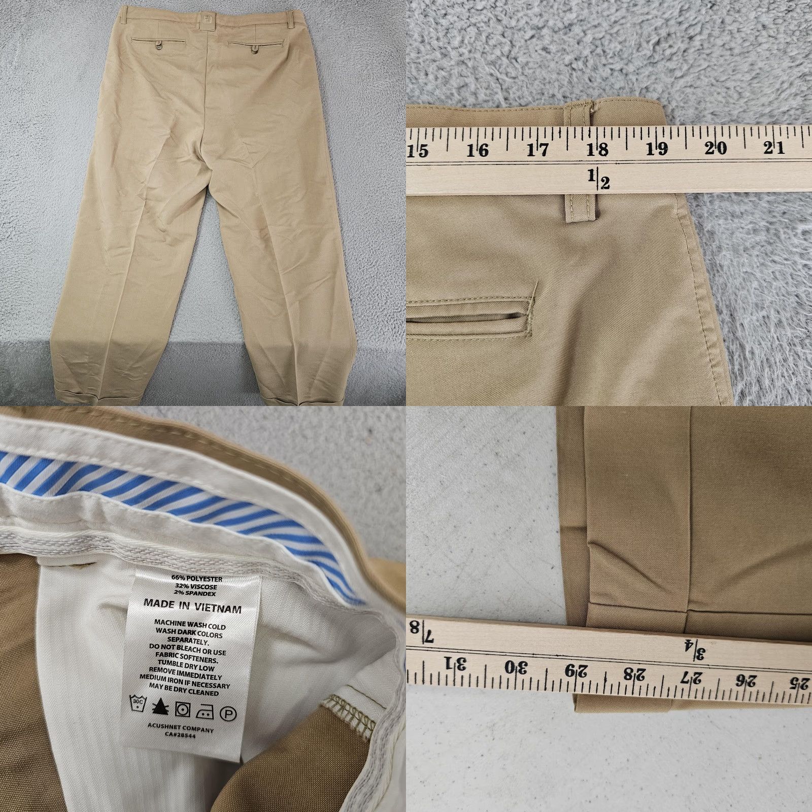 Footjoy FootJoy Pants Mens 38x29 Khaki Stretch Flat Front Golf Performance Wrinkle Resistant Pockets Beig Size US 38 / EU 54 - 8 Thumbnail