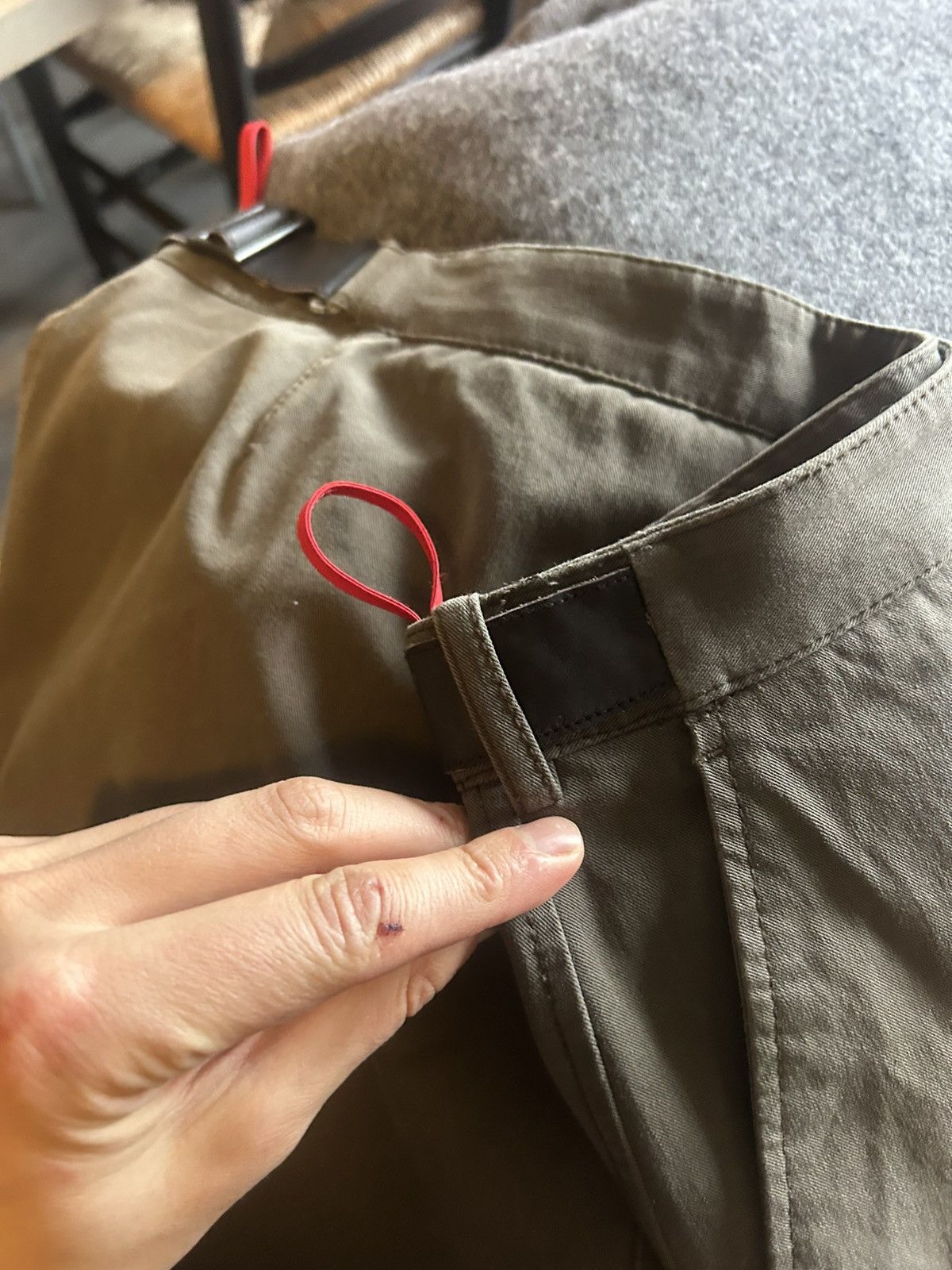 Prada Prada Olive Cotton Blend Flared Trousers w/ Leather Accents Size US 32 / EU 48 - 13 Thumbnail