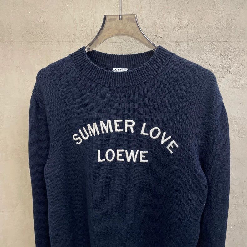 Loewe loewe Navy blue embroidered logo round-neck knitted sweater Size US S / EU 44-46 / 1 - 3 Thumbnail