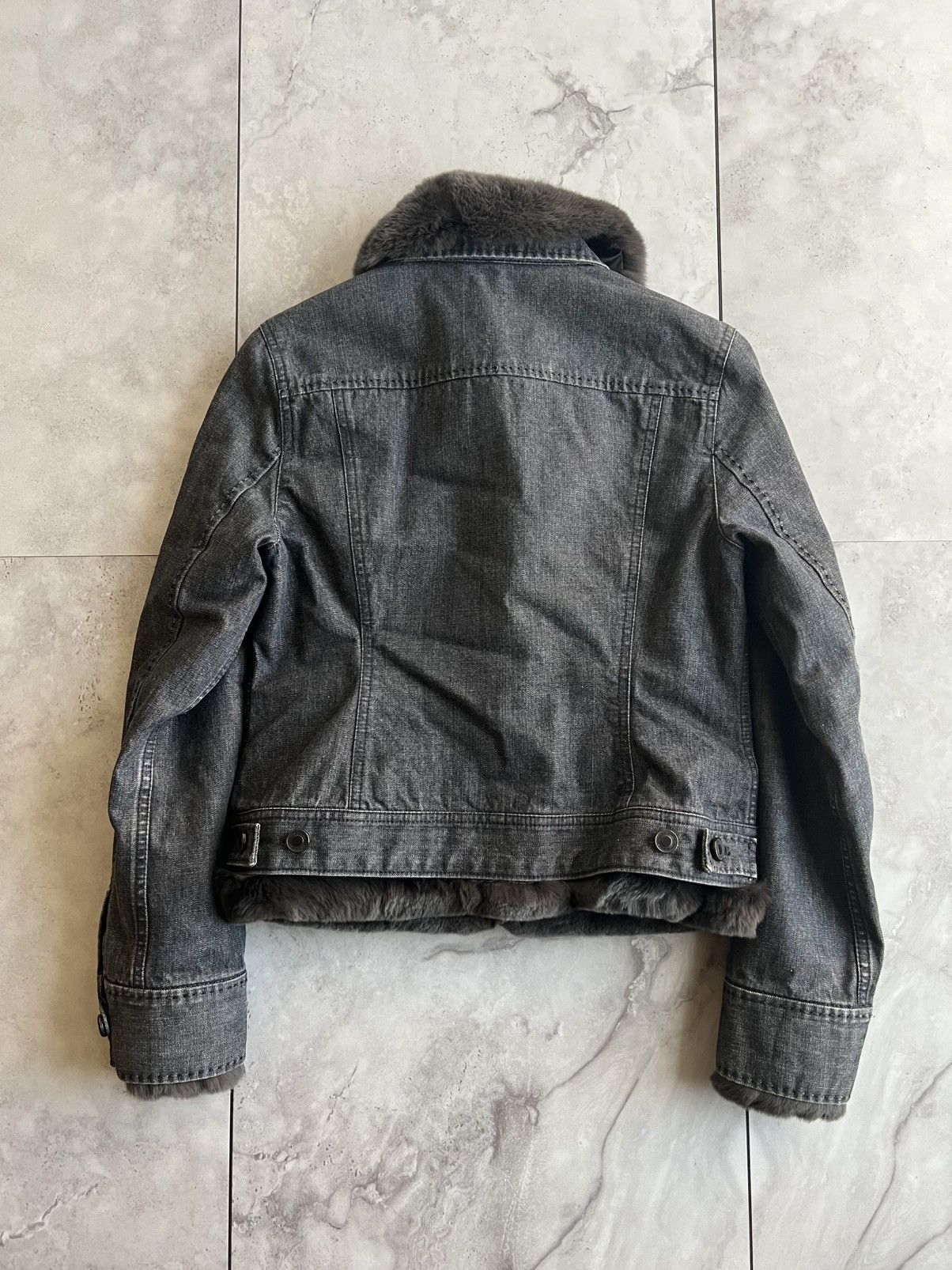 Japanese Brand Vintage Rabbit Fur Lined Denim Jacket Size US XS / EU 42 / 0 - 4 Thumbnail