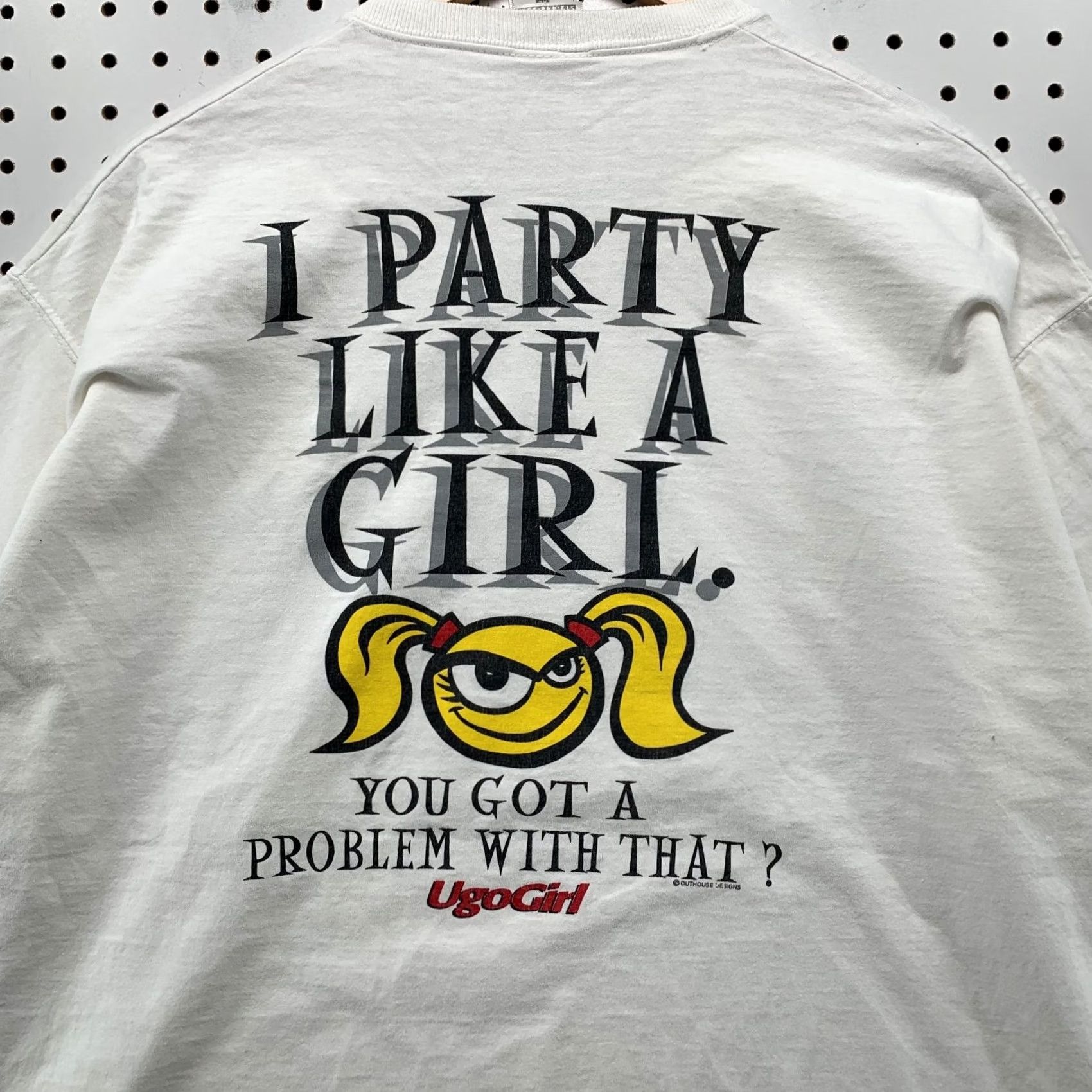 Vintage VINTAGE UGO Girl T Shirt Mens XL White Ugogirl Party Like A Girl Shirt Mens XL White Ugogirl 90s Beer Funny Event Summer Spring Mens Size US XL / EU 56 / 4 - 2 Thumbnail