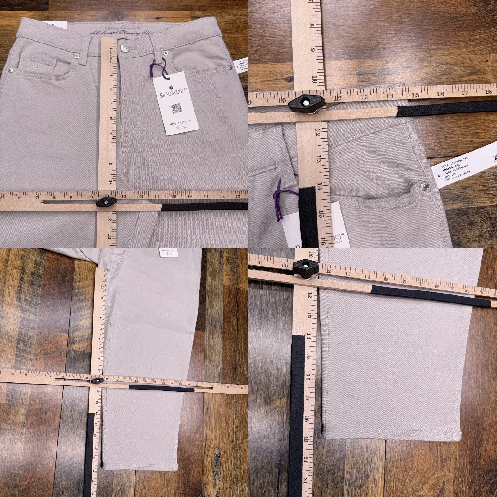 Gloria Vanderbilt VINTAGE not | Gloria Vanderbilt Amanda Capri Jeans 10P Petite Stonewood Stretch High Rise 5-Pocket Denim Jeans Women Small Beige NWT Size 32" / US 10 / IT 46 - 9 Thumbnail