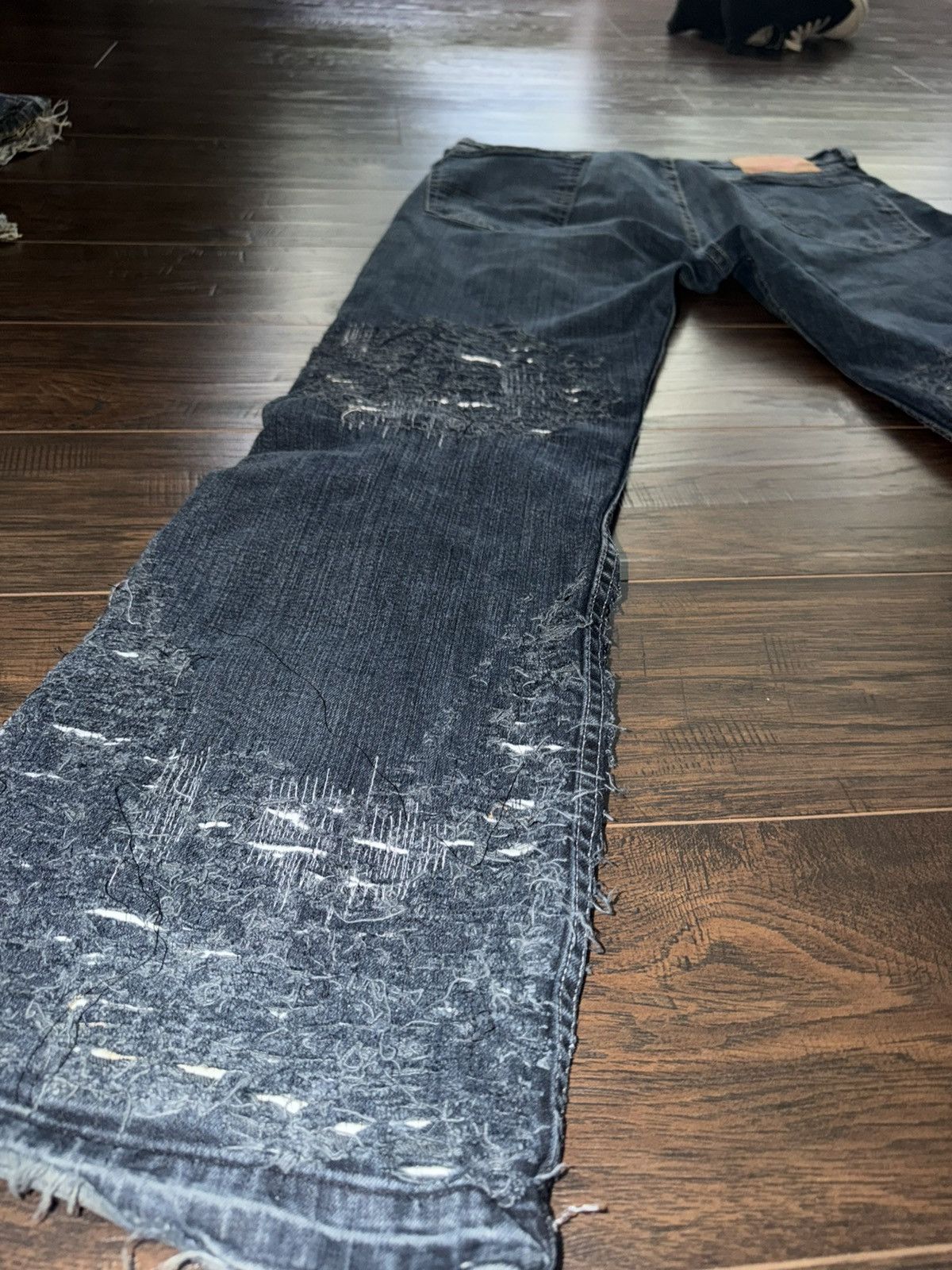 Ends Repair Sample Ends Repair Navy Blue Distressed Flared Denim Pants Size US 34 / EU 50 - 5 Thumbnail